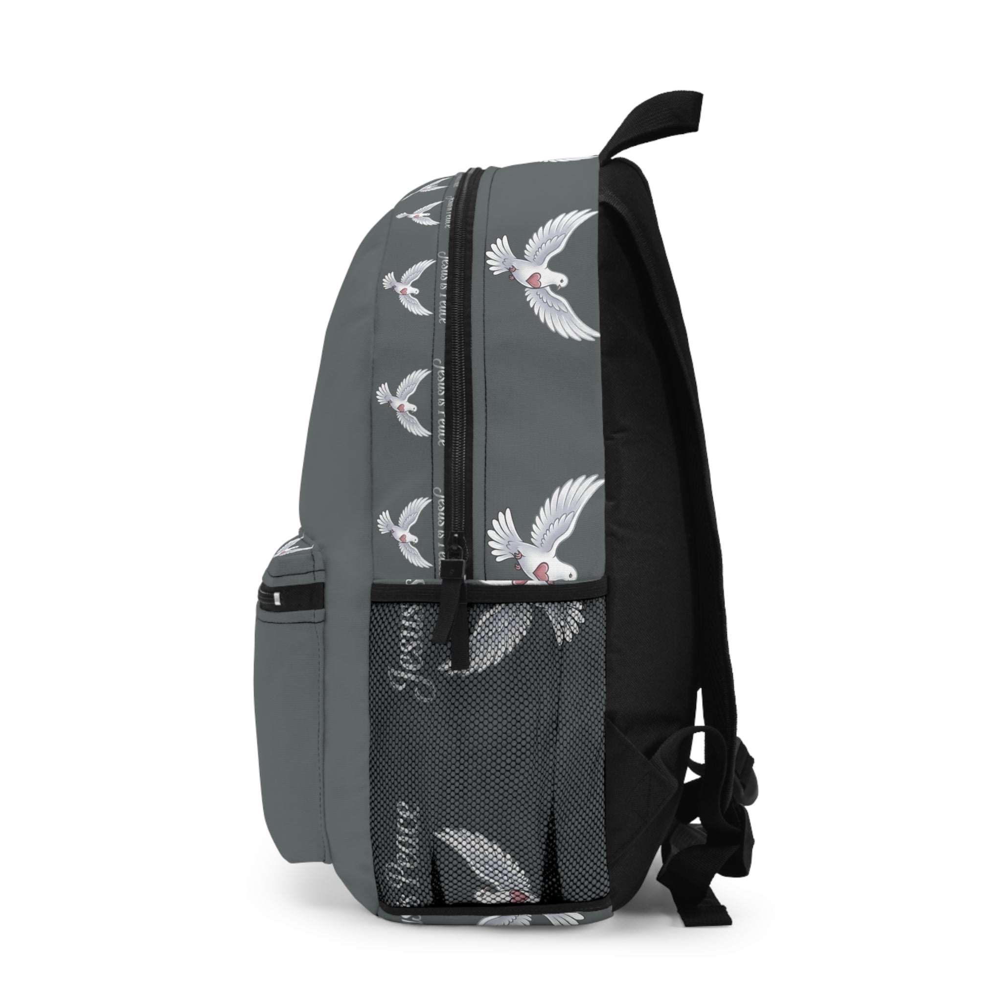 Jesus Is Peace Backpack with White Dove — Faith-Inspired Christian Daypack