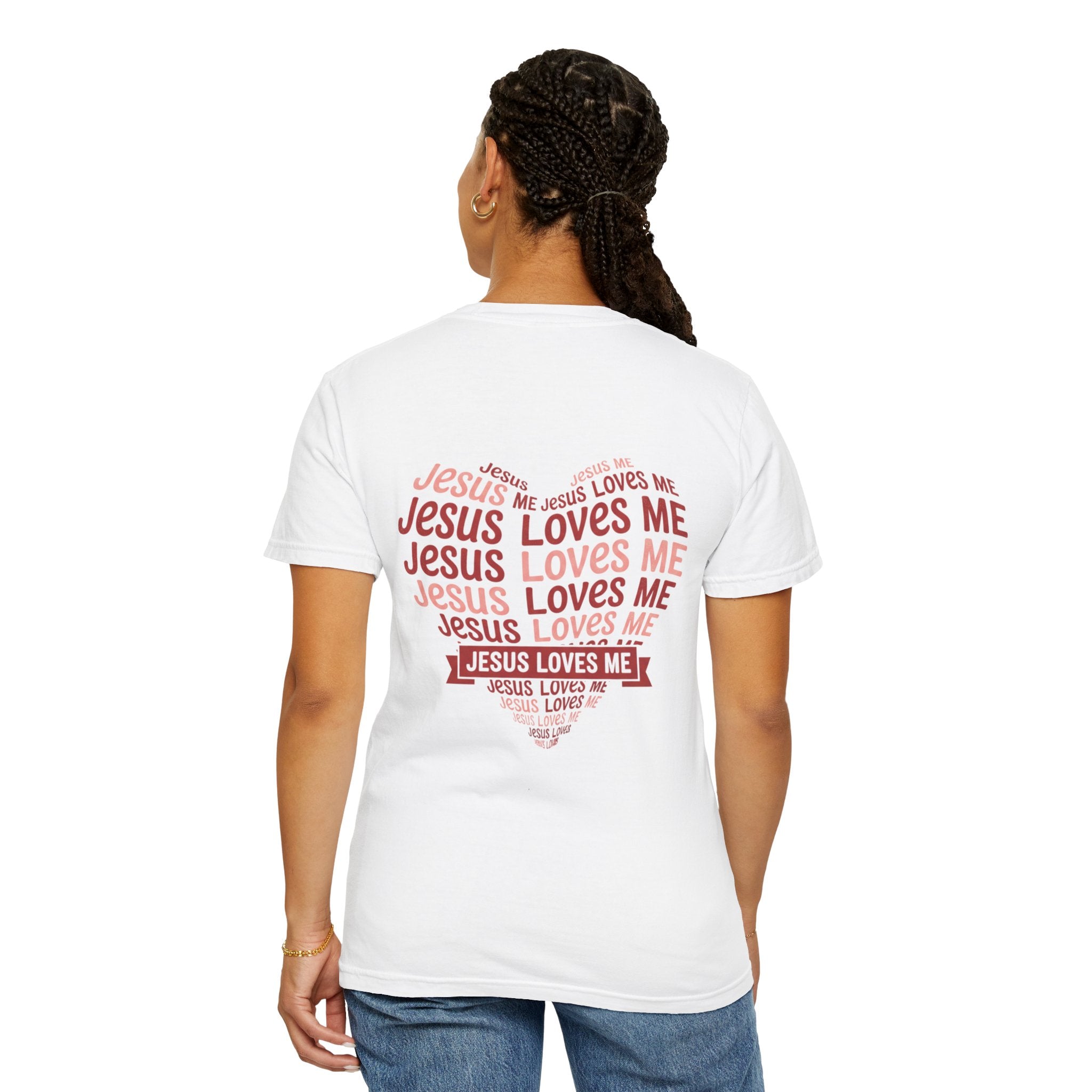 Jesus Loves Me Heart Garment-Dyed T-Shirt – Christian Faith Tee | Vintage Style Inspirational Shirt