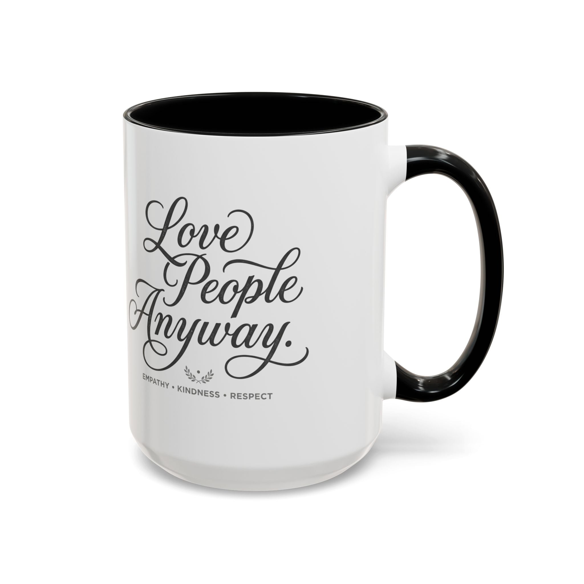 Love People Anyway Accent Coffee Mug | Inspirational Ceramic Mug | Faith Freedom Creations