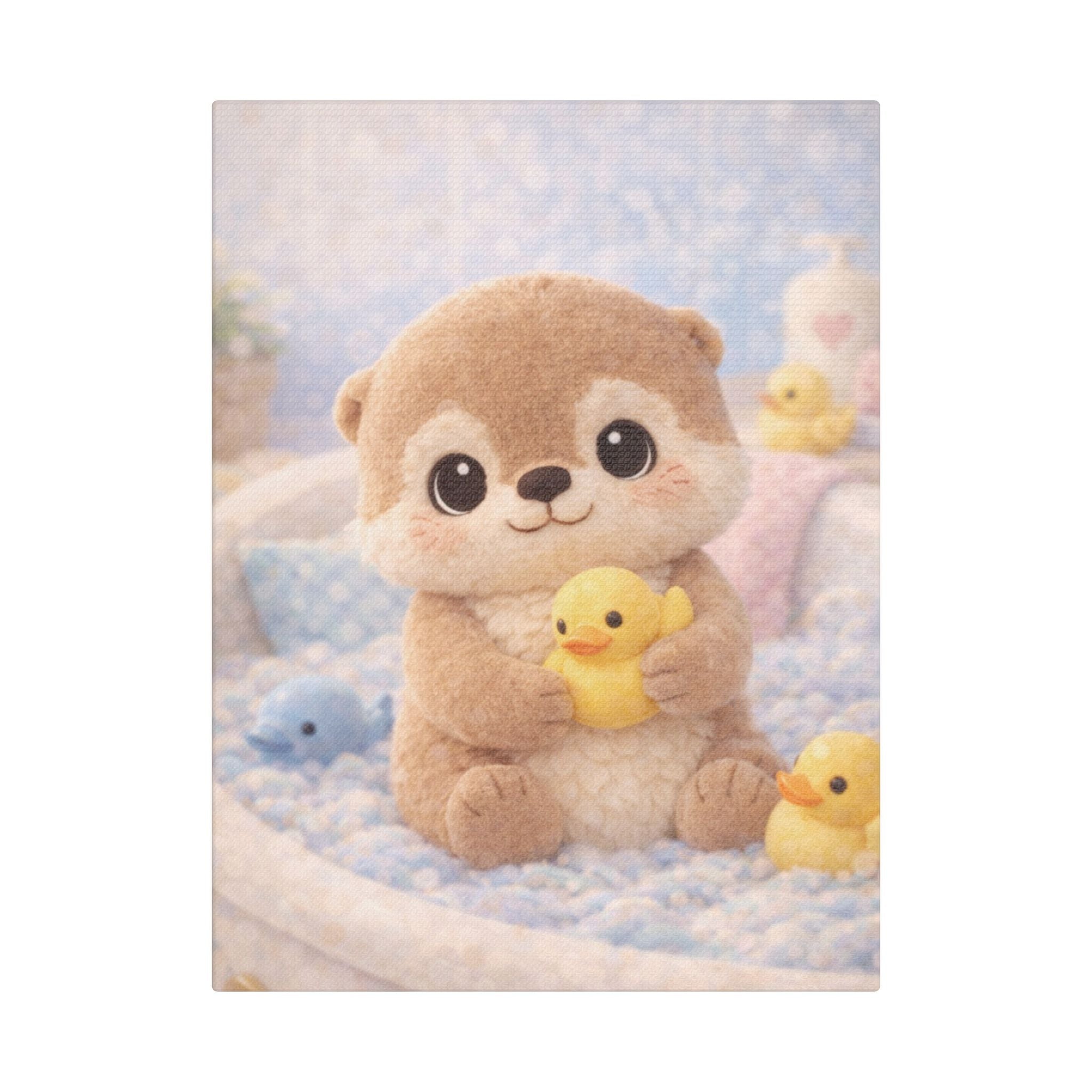 Woodland Otter Canvas — Nursery Woodland Animal Wall Art