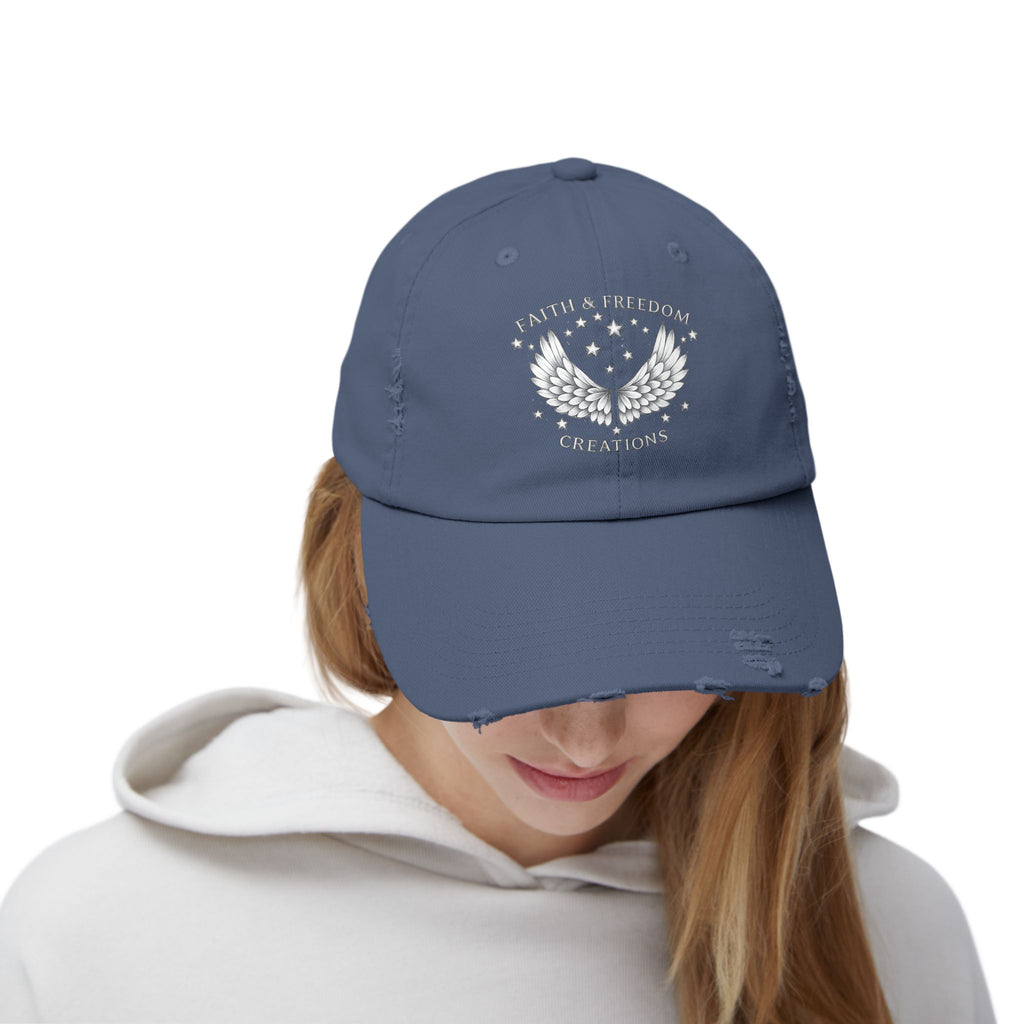 Faith & Freedom – Distressed Cap | Silver Wings Vintage Hat