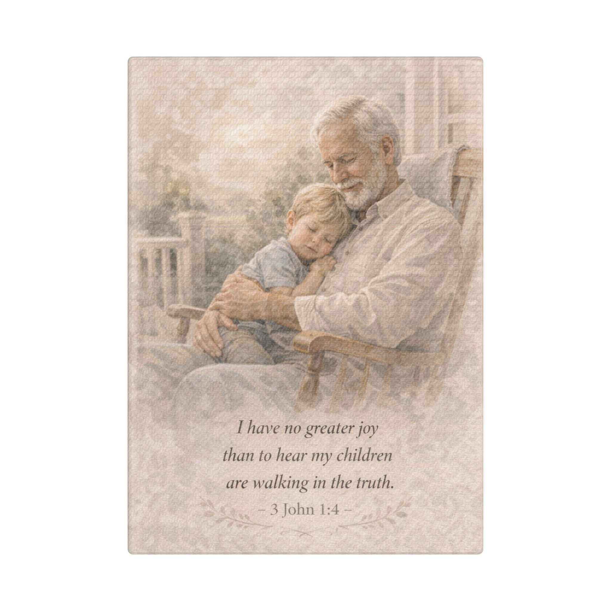 Grandfather and Grandson Canvas Print – 3 John 1:4 Scripture Wall Art | Faith Inspired Family Artwork