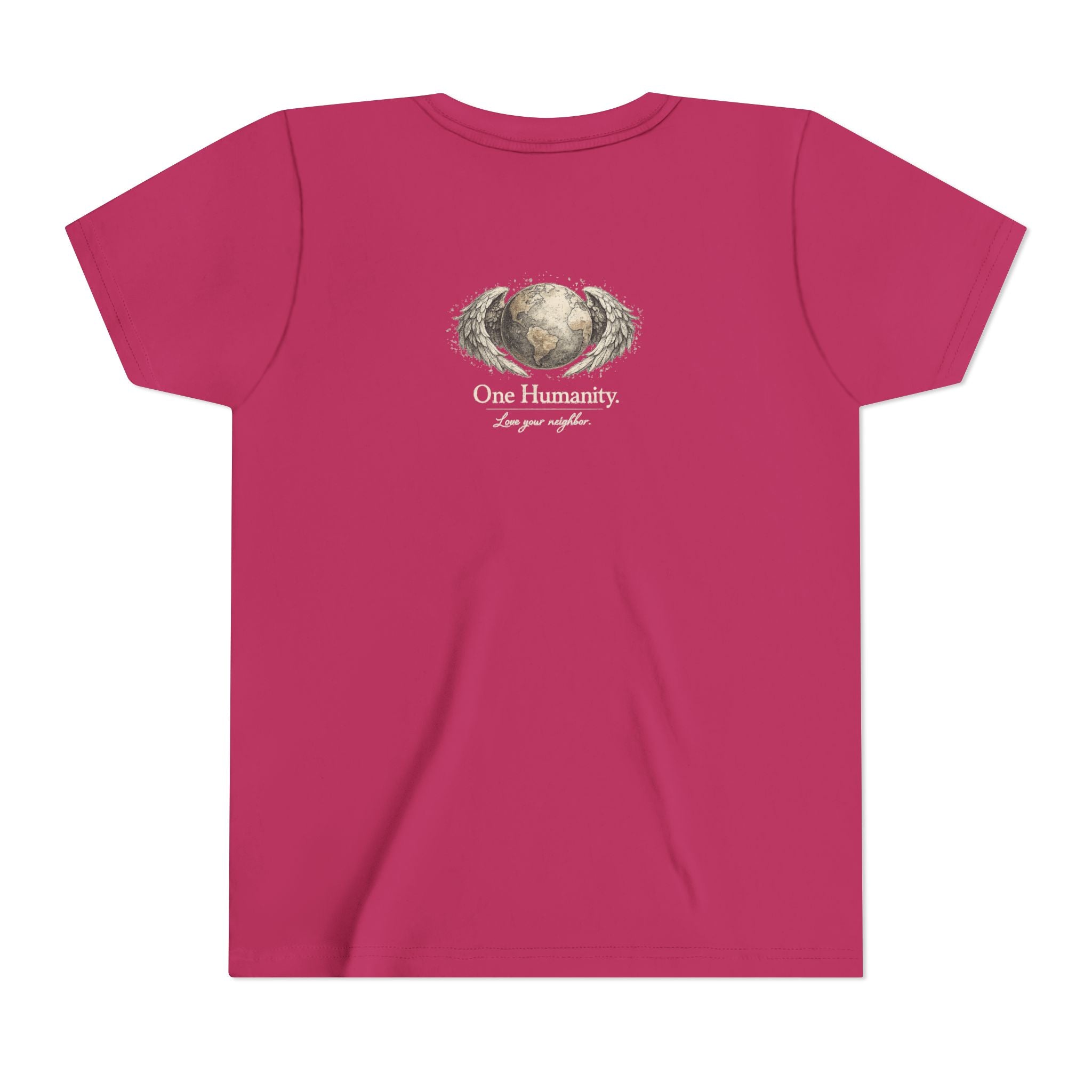 Youth “Quiet Kindness Changes Everything” Tee – Kids Inspirational T-Shirt with Earth & Friends Graphic