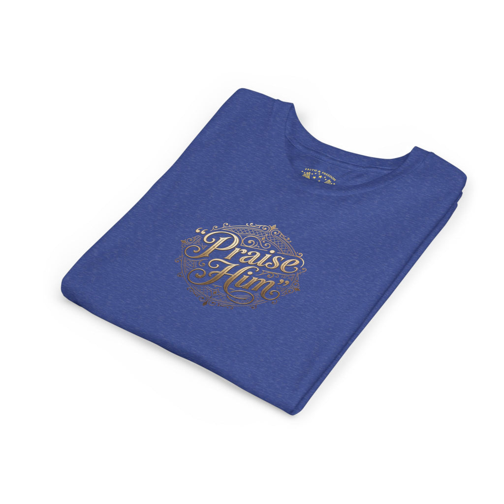 Praise Him Psalms 34:1 Youth T-Shirt | Christian Kids Faith Tee | Inspirational Youth Apparel