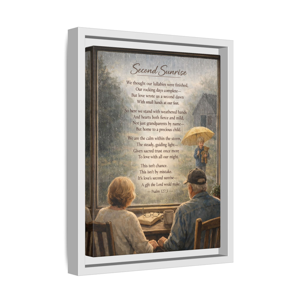 Second Sunrise Framed Canvas Wall Art | Personalized Grandparents Poem | Faith & Family Keepsake