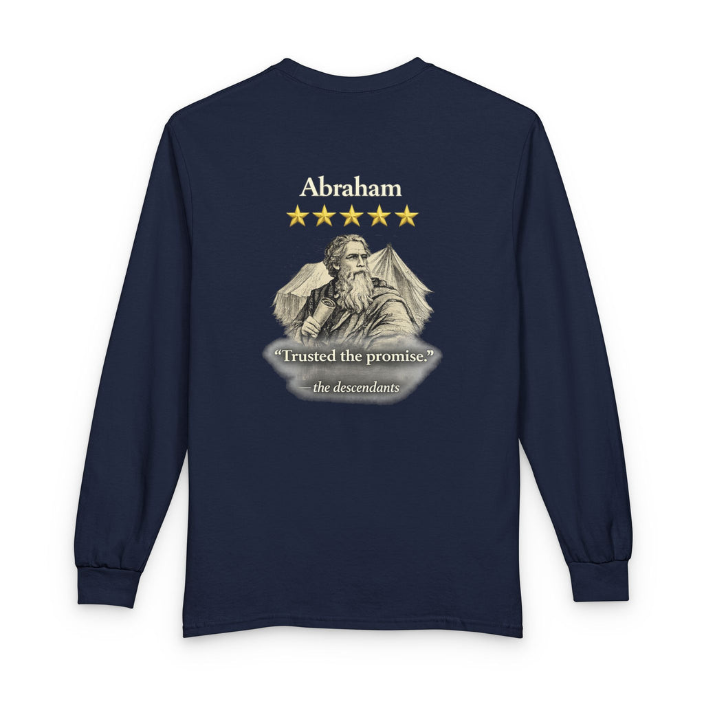 Abraham – Long Sleeve Tee | “Trusted the Promise” Faith Graphic – Five-Star Faith Series