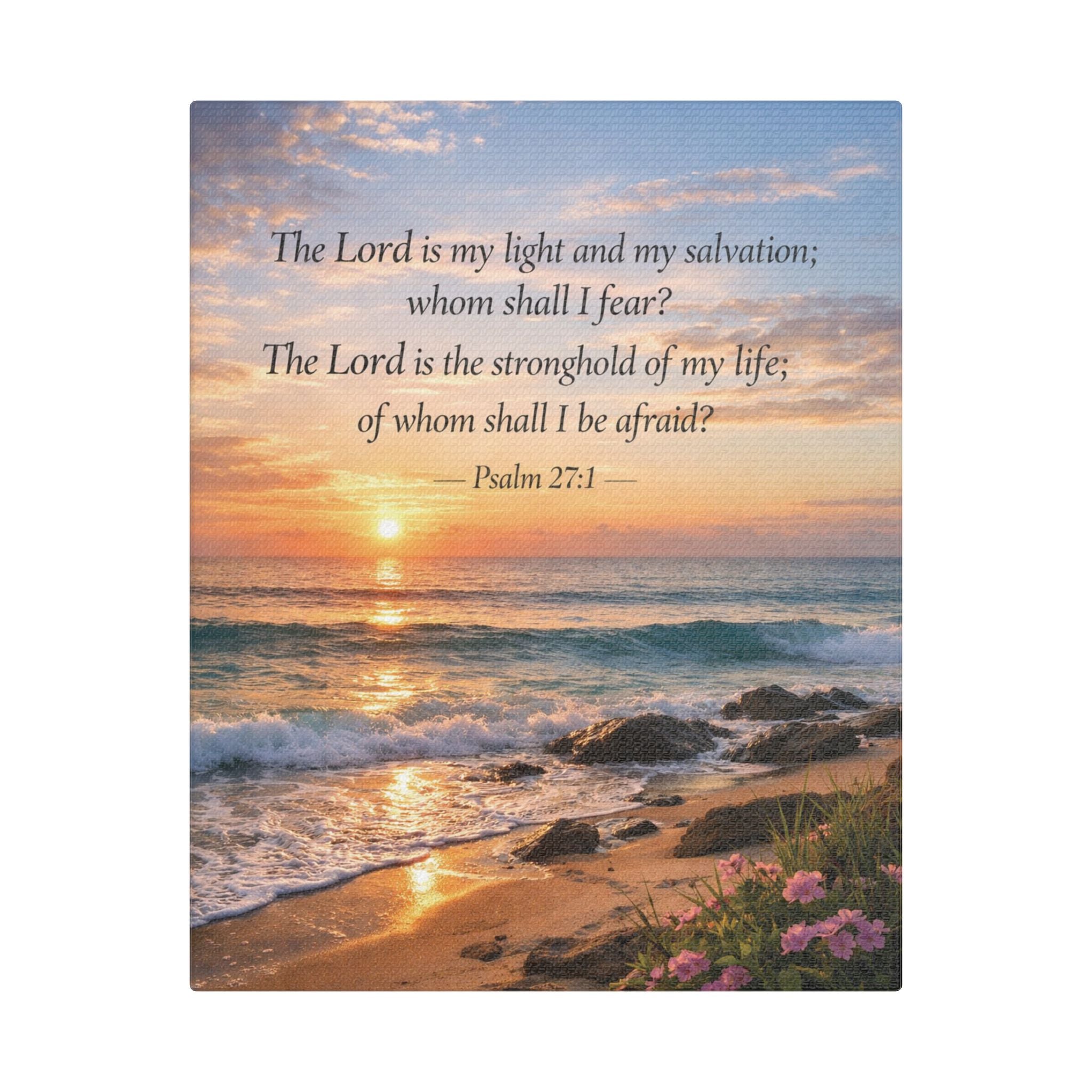 Peaceful Scenes – Sunrise Beach – Psalm 27:1 Canvas Print