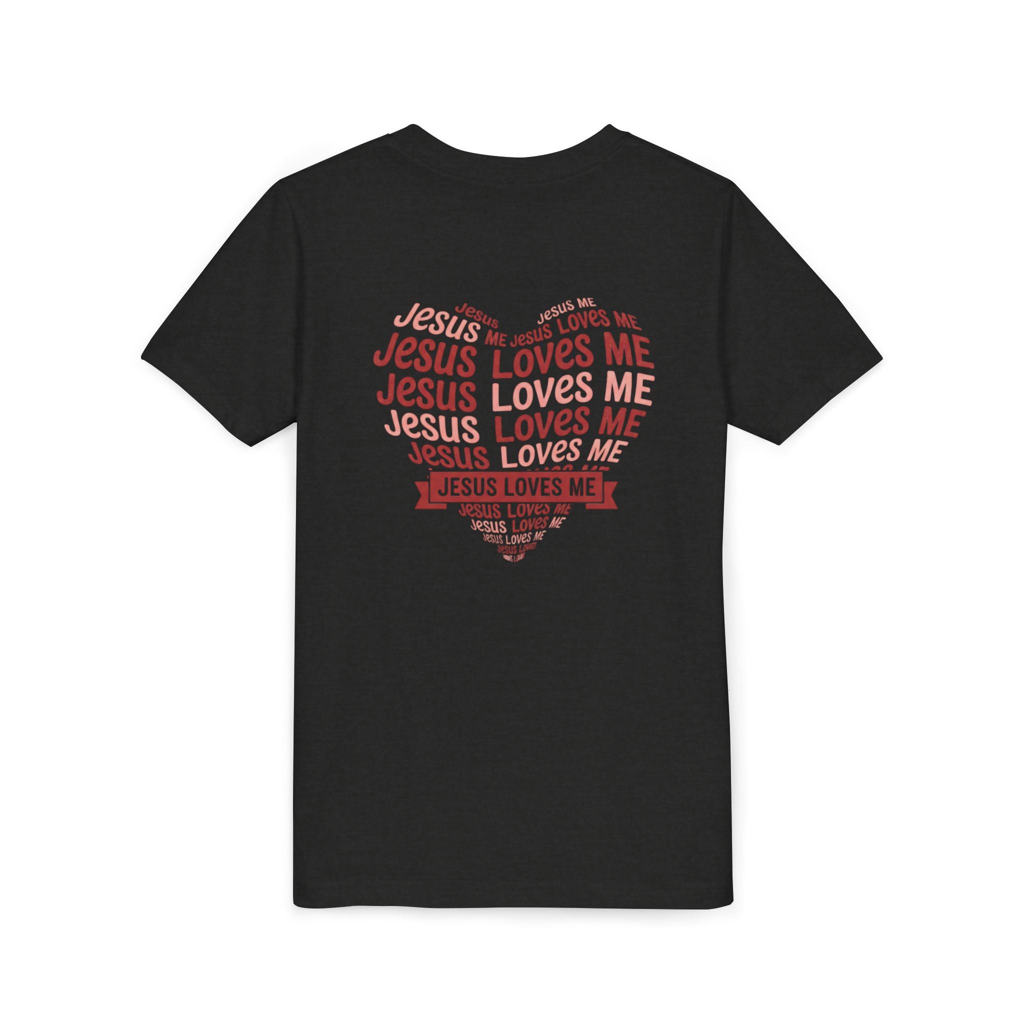Jesus Loves Me Youth T-Shirt – Heart Word Cloud Christian Kids Tee | Faith Inspired Youth Shirt