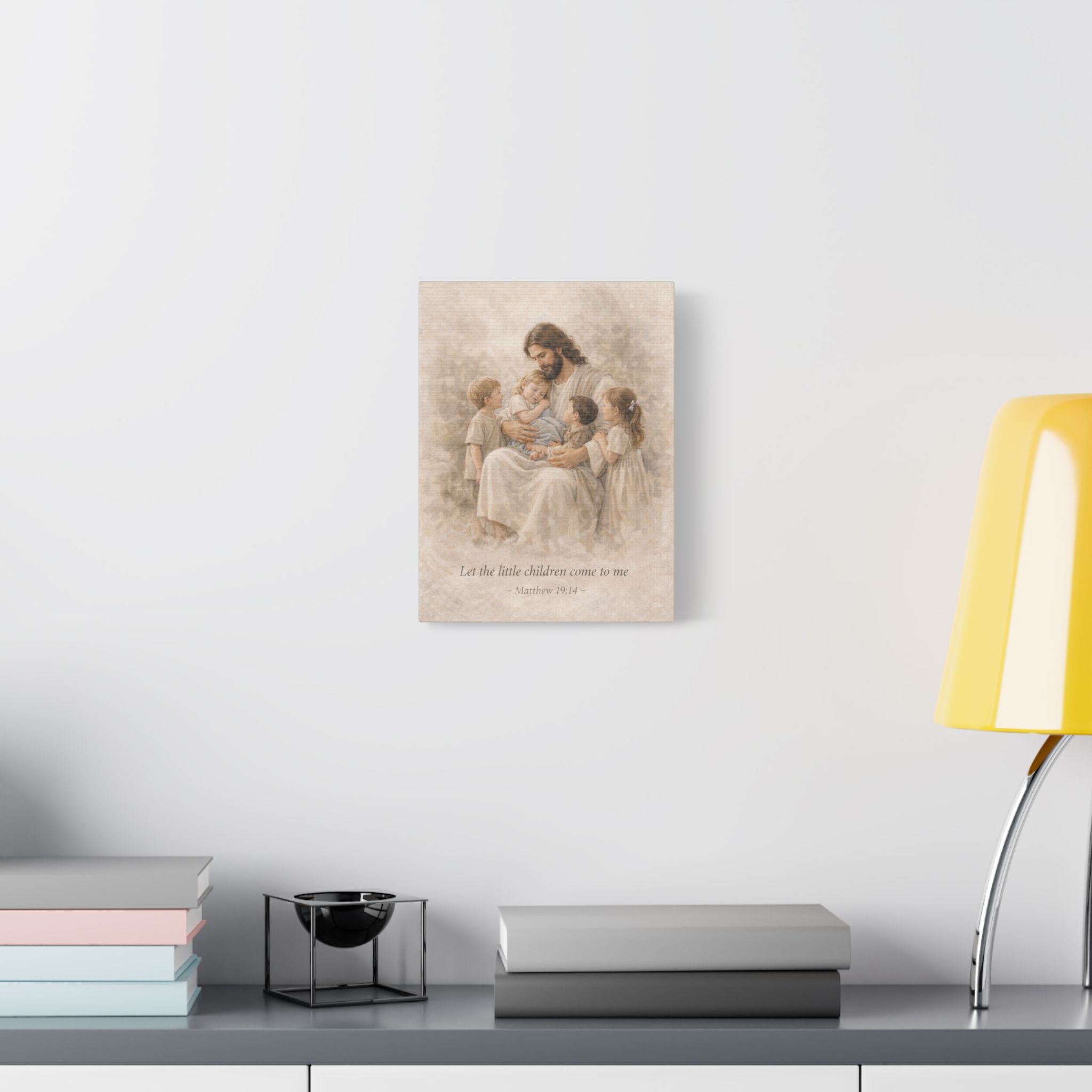 Let the Little Children Come to Me Canvas Print – Matthew 19:14 Christian Wall Art | Jesus with Children Faith Canvas
