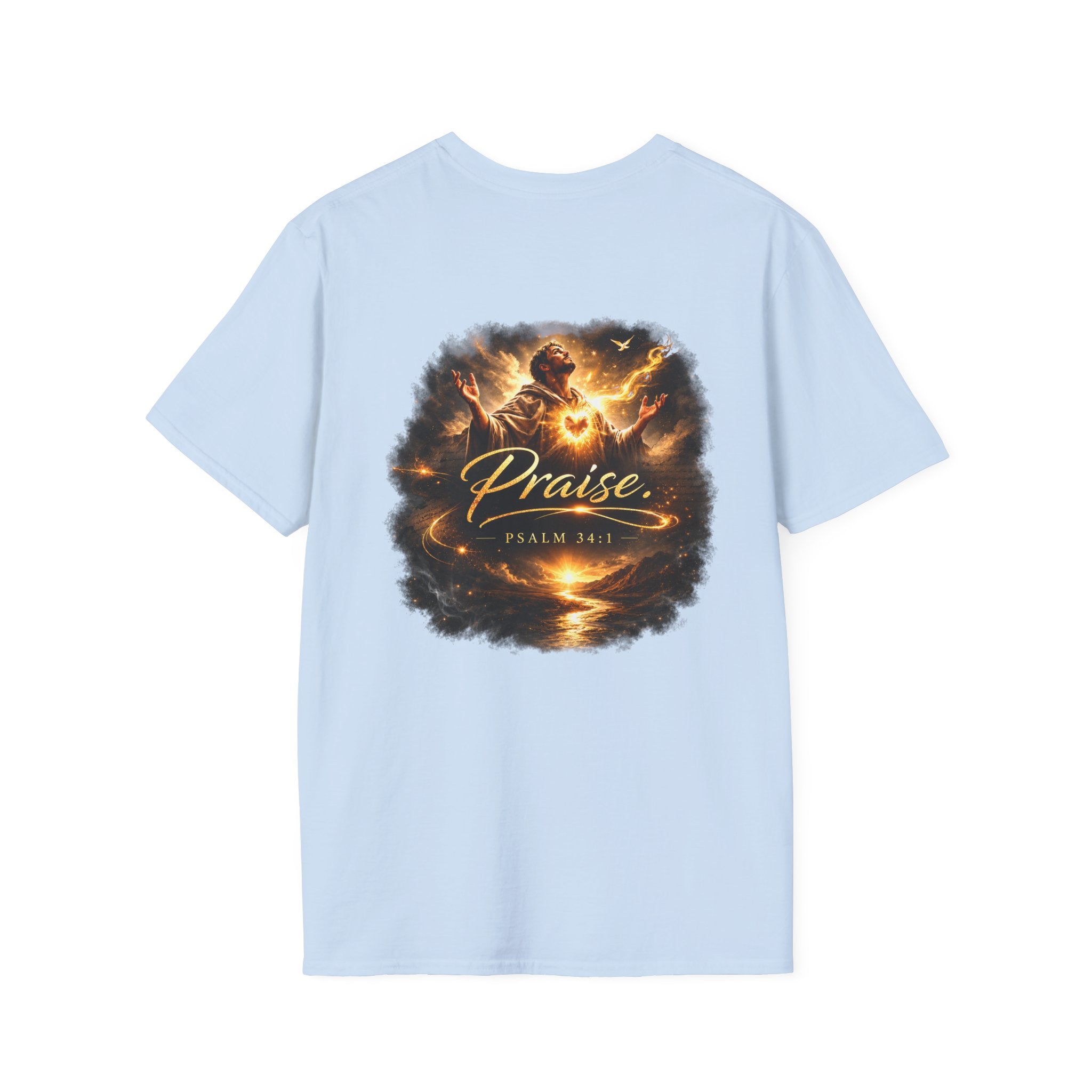 Minimalist Christian T-shirt featuring a Dove of Peace chest emblem with the words “Pray, Love, Remember” on a soft lightweight faith-inspired tee.