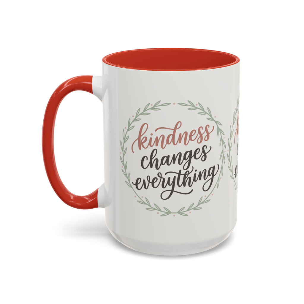 Kindness Changes Everything Accent Coffee Mug | Inspirational Ceramic Mug | Faith Freedom Creations