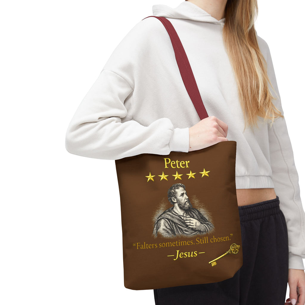 Peter – Tote Bag | “Falters Sometimes. Still Chosen.” Faith Graphic – Five-Star Faith Series