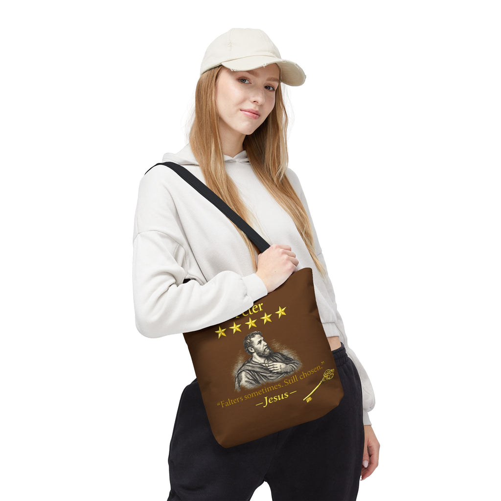Peter – Tote Bag | “Falters Sometimes. Still Chosen.” Faith Graphic – Five-Star Faith Series