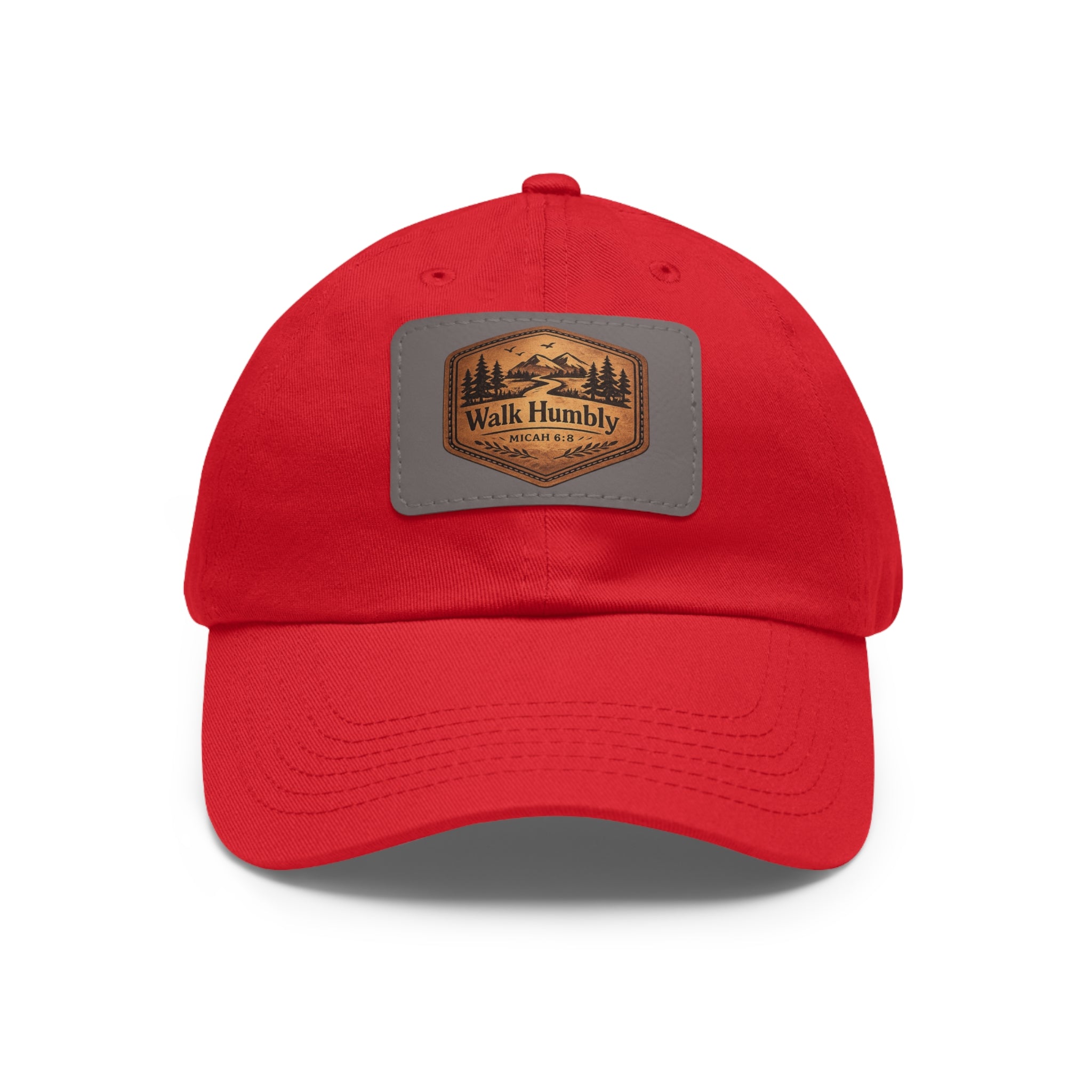 Walk Humbly Leather Patch Dad Hat | Micah 6:8 Christian Outdoor Cap | Faith Freedom Creations