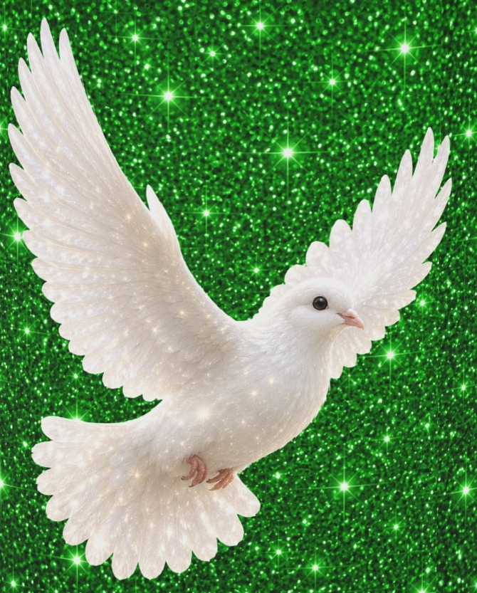 Peace Dove Heart Mug | Green Sparkle Ceramic Coffee Mug | White Dove Christian Gift