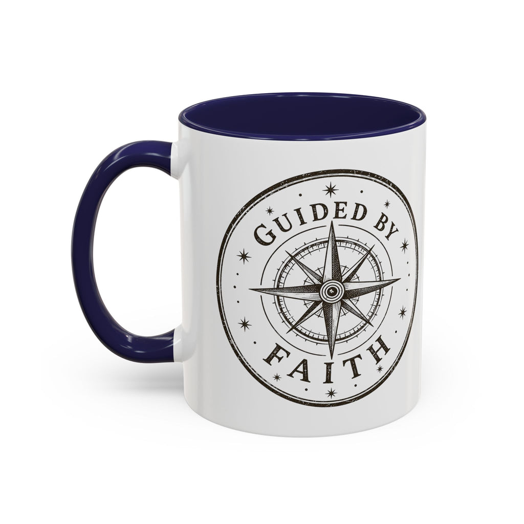 Guided by Faith Compass Coffee Mug | Inspirational Christian Accent Mug | Faith Freedom Creations
