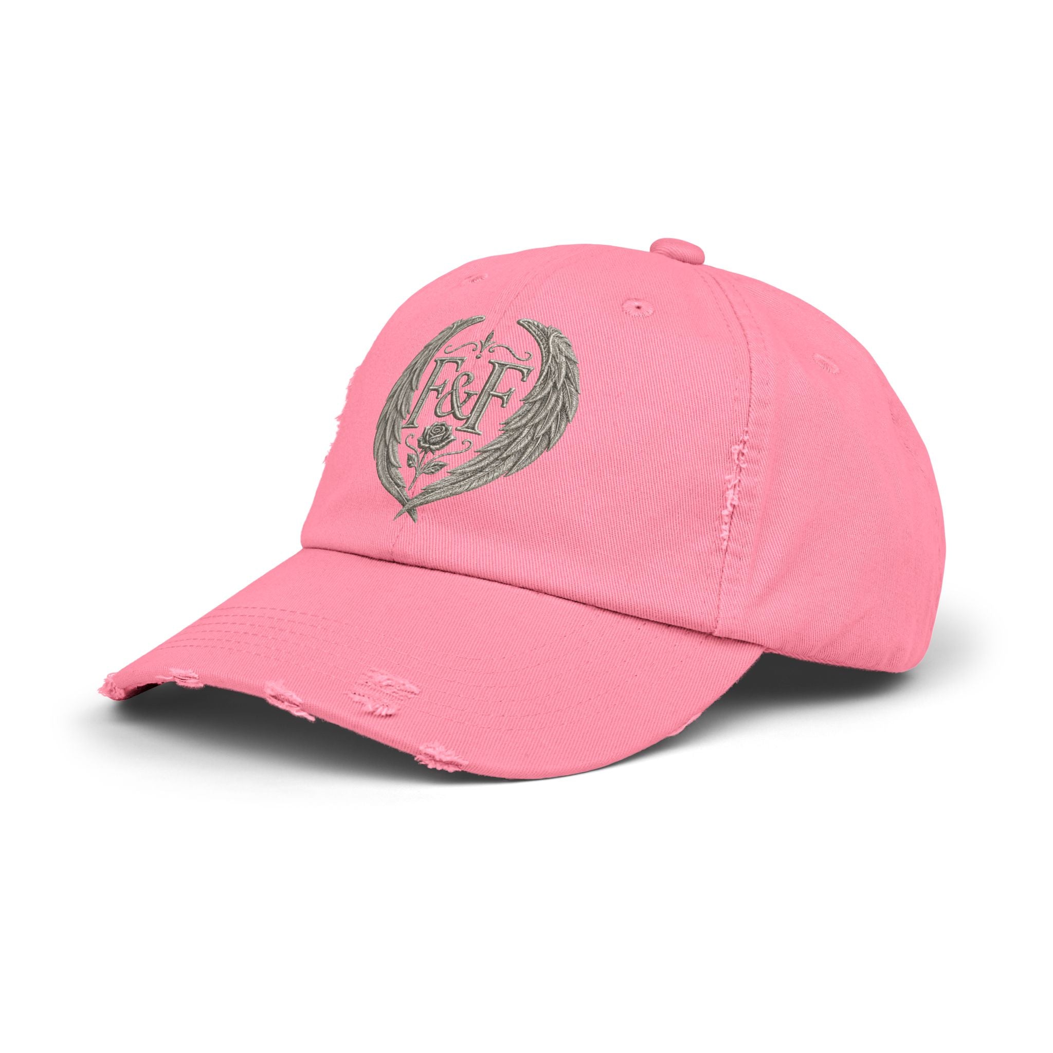 Faith & Freedom Distressed Black Cap | F&F Wing Crest Vintage Hat | Christian Streetwear Cap