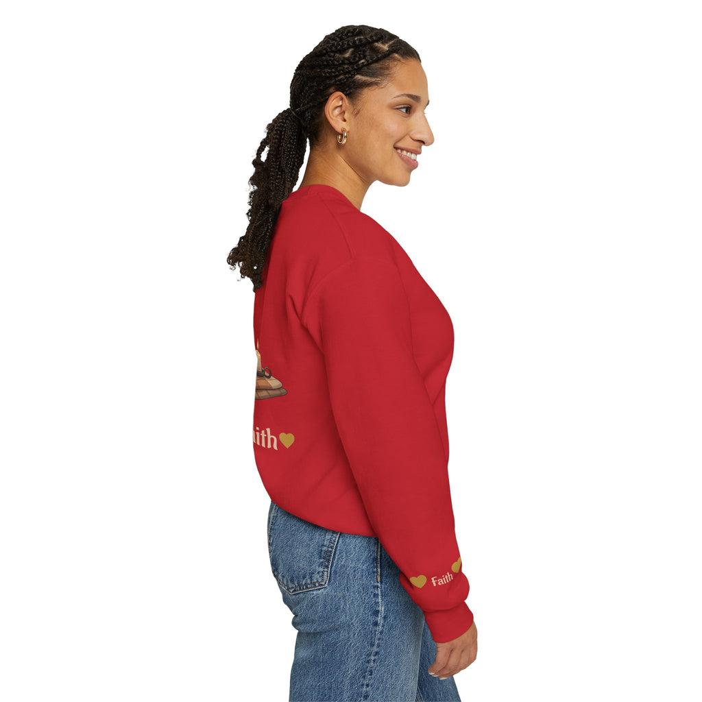 Faith Cozy Cat Crewneck Sweatshirt – Candlelight Cat Faith Sweatshirt | Quiet Comfort Apparel