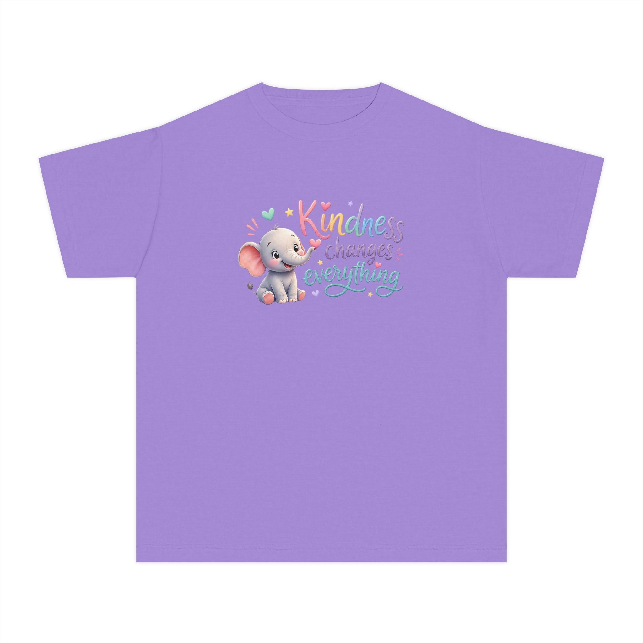 Youth Kindness Changes Everything Tee | Cute Elephant Kids Shirt | Inspirational Children’s Graphic T-Shirt