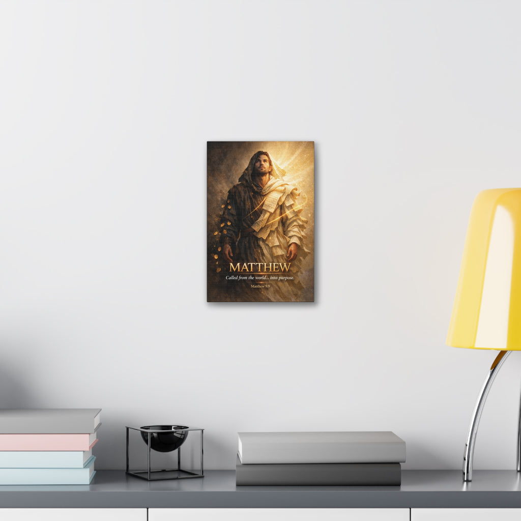 Matthew Bible Canvas Wall Art – “Called from the World… Into Purpose” Christian Scripture Canvas