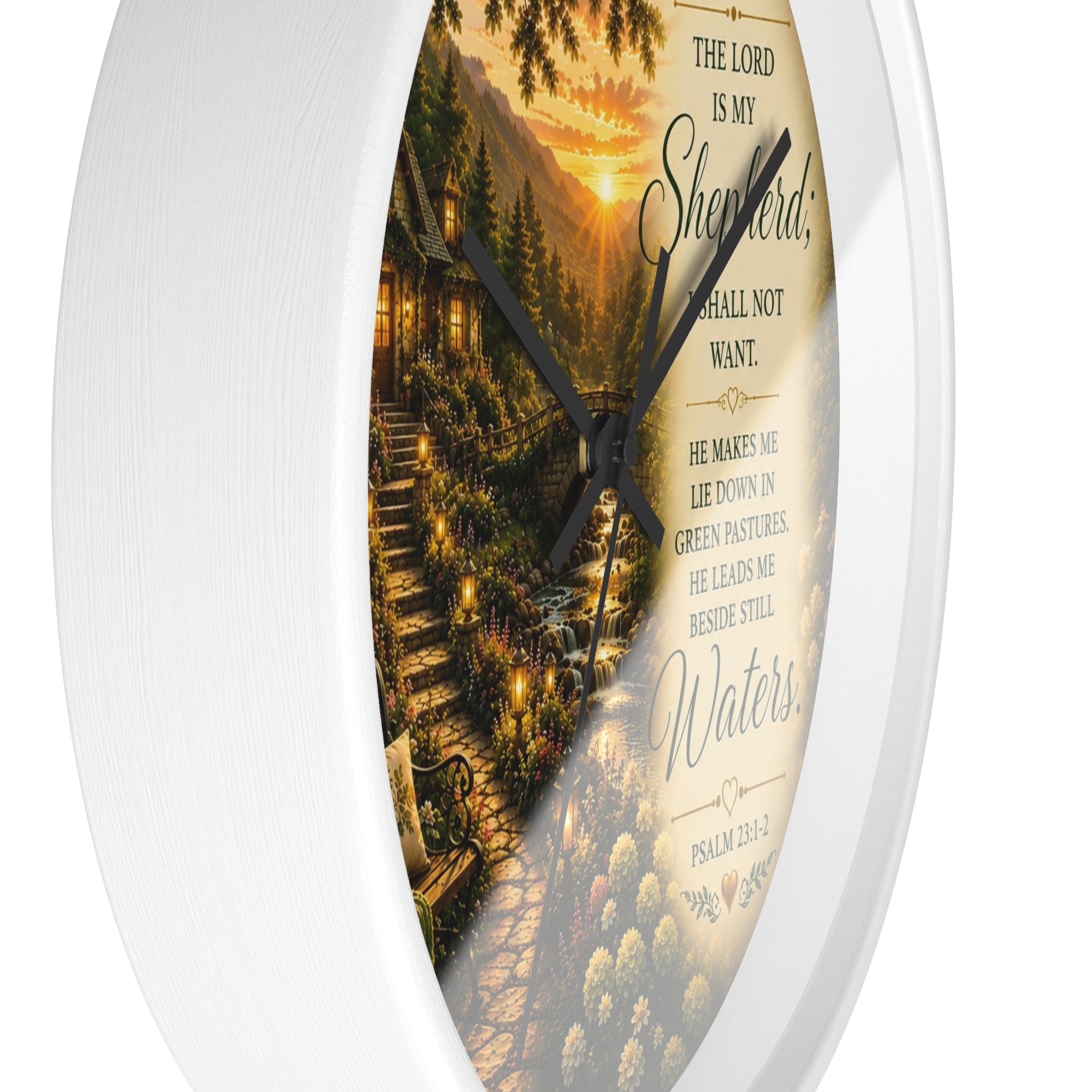 Psalm 23 Wall Clock | The Lord Is My Shepherd Christian Clock | Inspirational Faith Decor