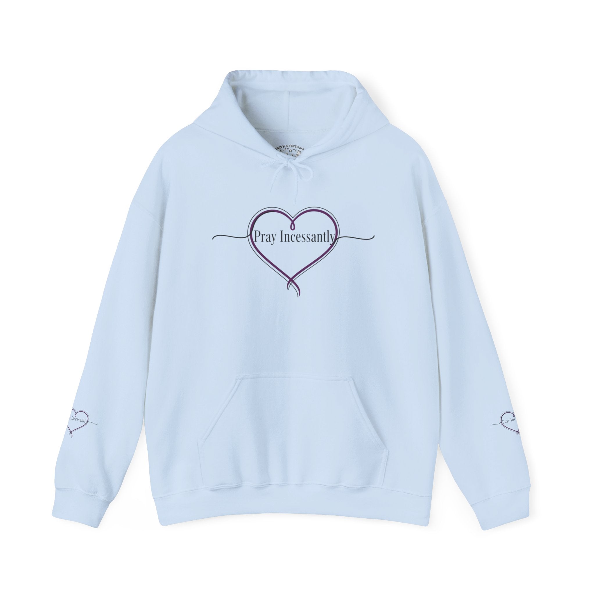 'Pray Incessantly' Heart Script Hoodie — Faith-Inspired Pullover