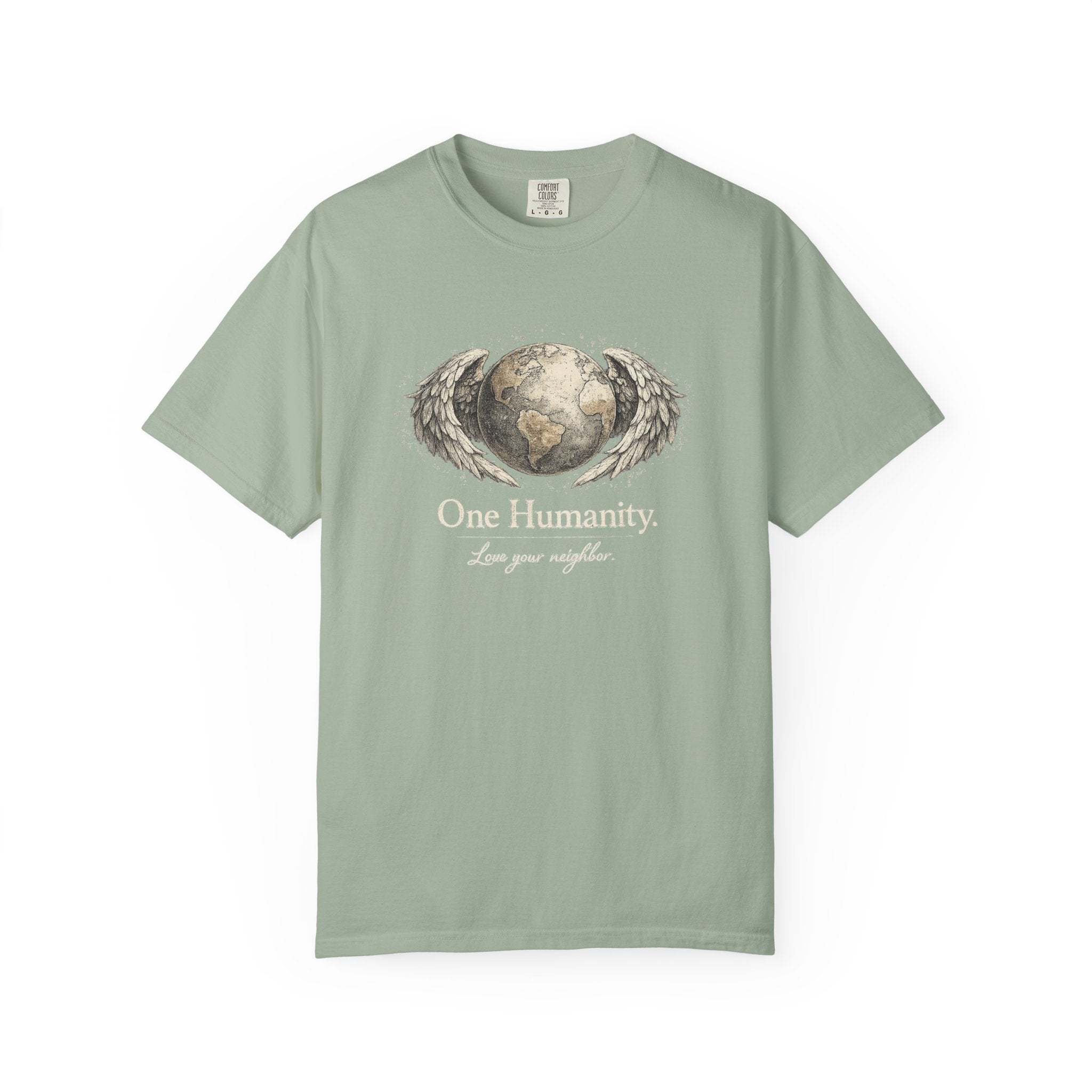 One Humanity T-Shirt – “One Humanity. Love Your Neighbor.” Earth Wings Graphic Tee