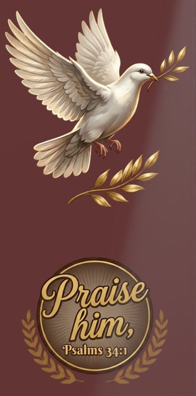 Psalm 34:1 Dove Metal Bookmark | Praise Him Christian Bookmark | Inspirational Bible Verse Gift