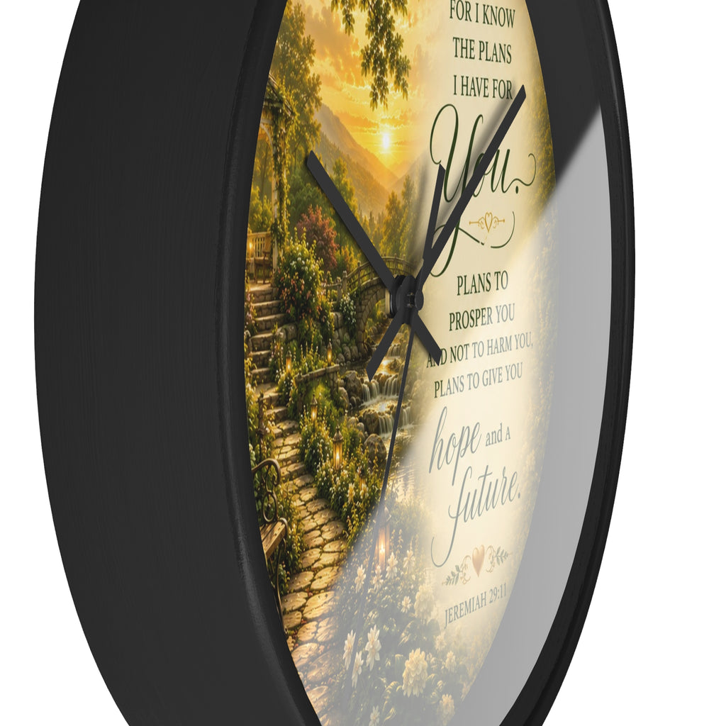 Jeremiah 29:11 Wall Clock | Hope and Future Christian Scripture Clock | Inspirational Garden Decor