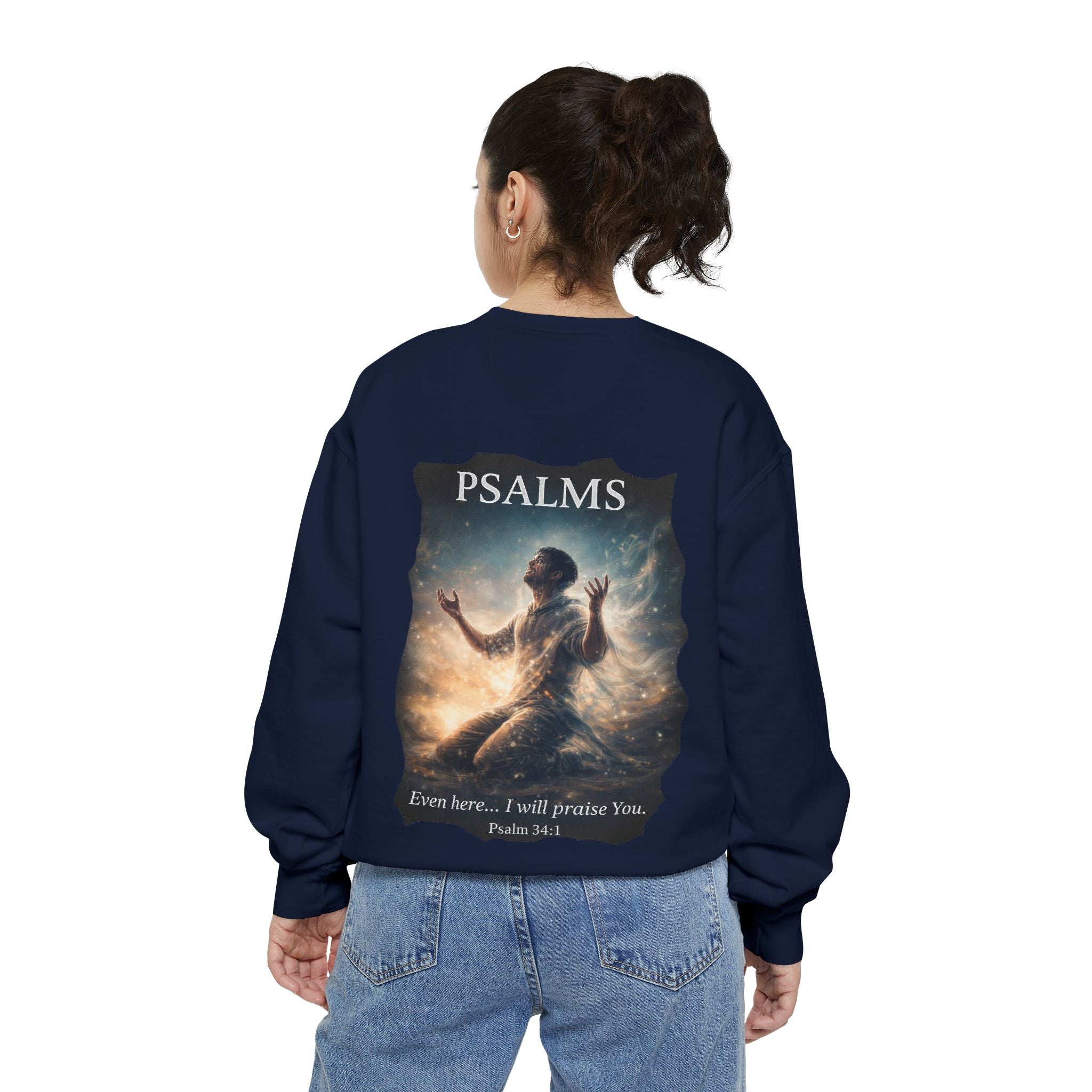 Psalm 34:1 Crewneck Sweatshirt | Inspirational Christian Graphic Sweatshirt | Faith Apparel
