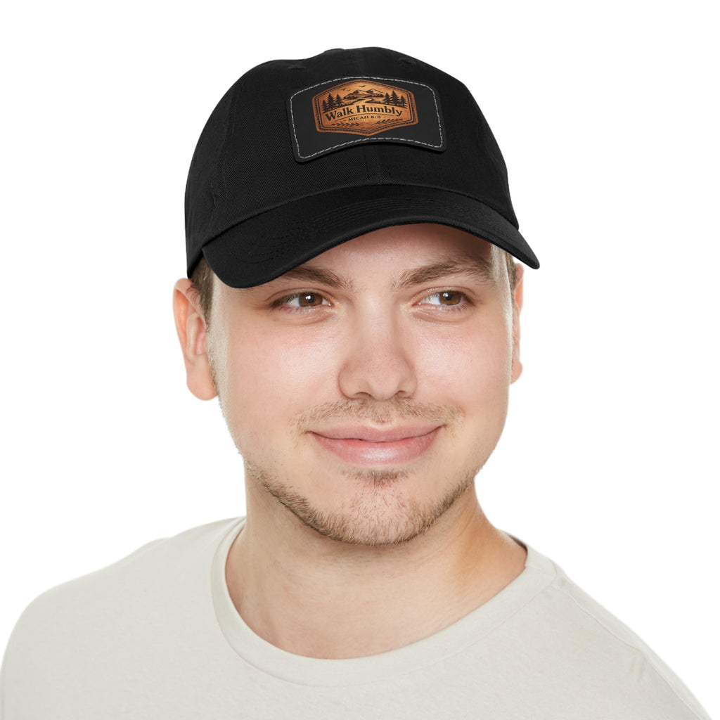 Walk Humbly Leather Patch Dad Hat | Micah 6:8 Christian Outdoor Cap | Faith Freedom Creations
