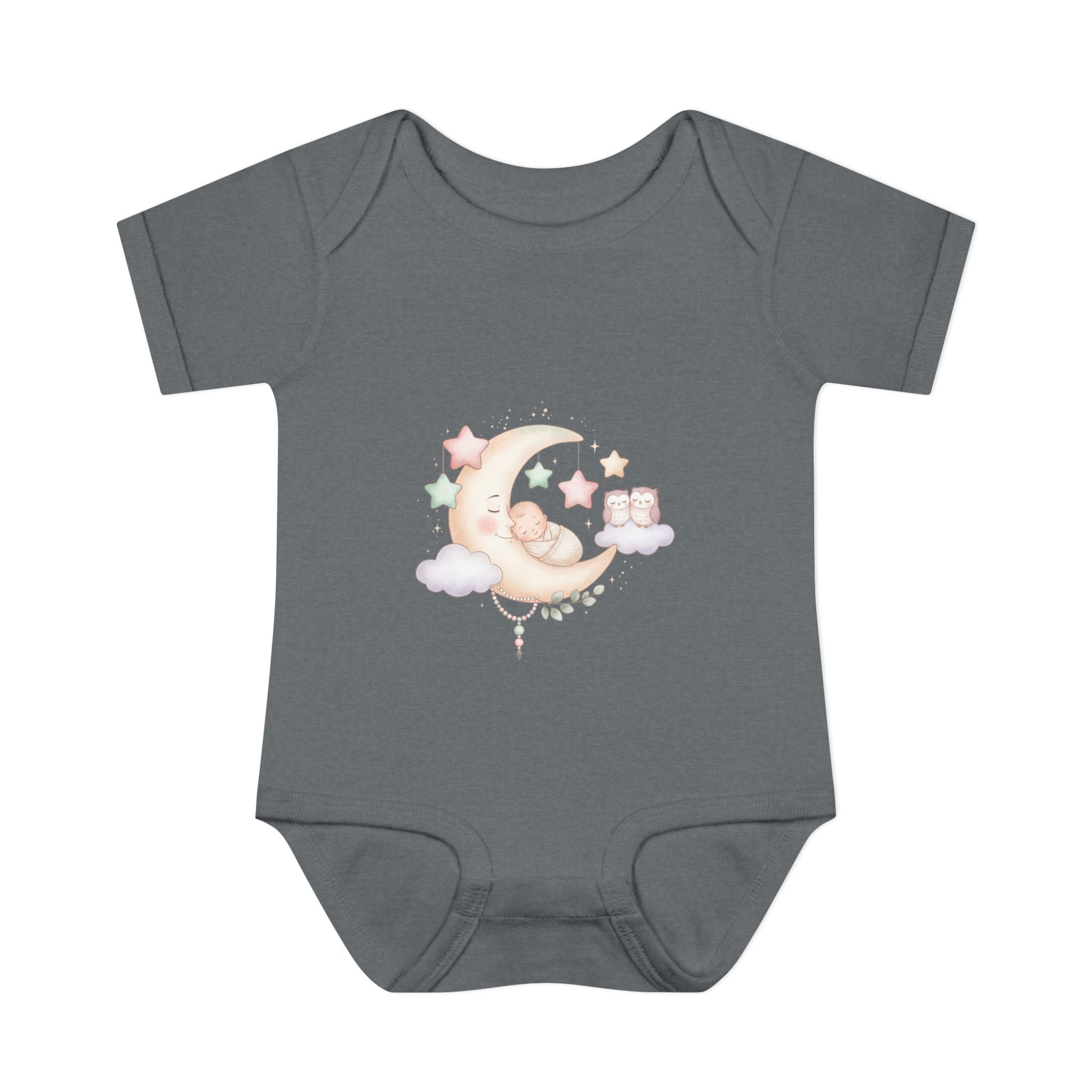 Pastel Moon & Stars Baby Bodysuit – Sleepy Moon Newborn Onesie | Cozy Baby Outfit
