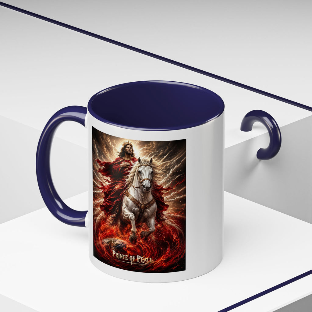 Prince of Peace Coffee Mug | Christian Jesus Rider Accent Mug | Inspirational Faith Gift