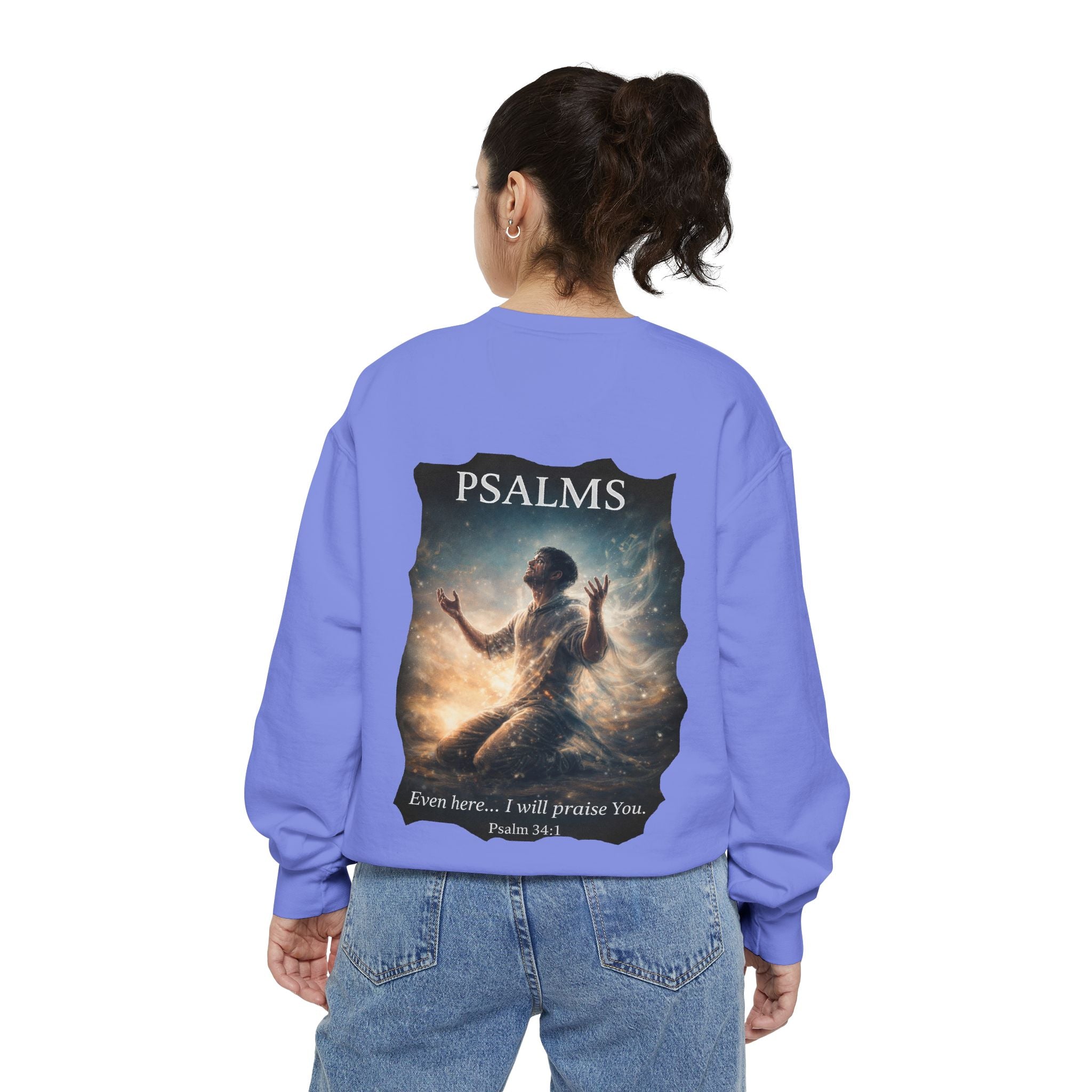 Psalm 34:1 Crewneck Sweatshirt | Inspirational Christian Graphic Sweatshirt | Faith Apparel