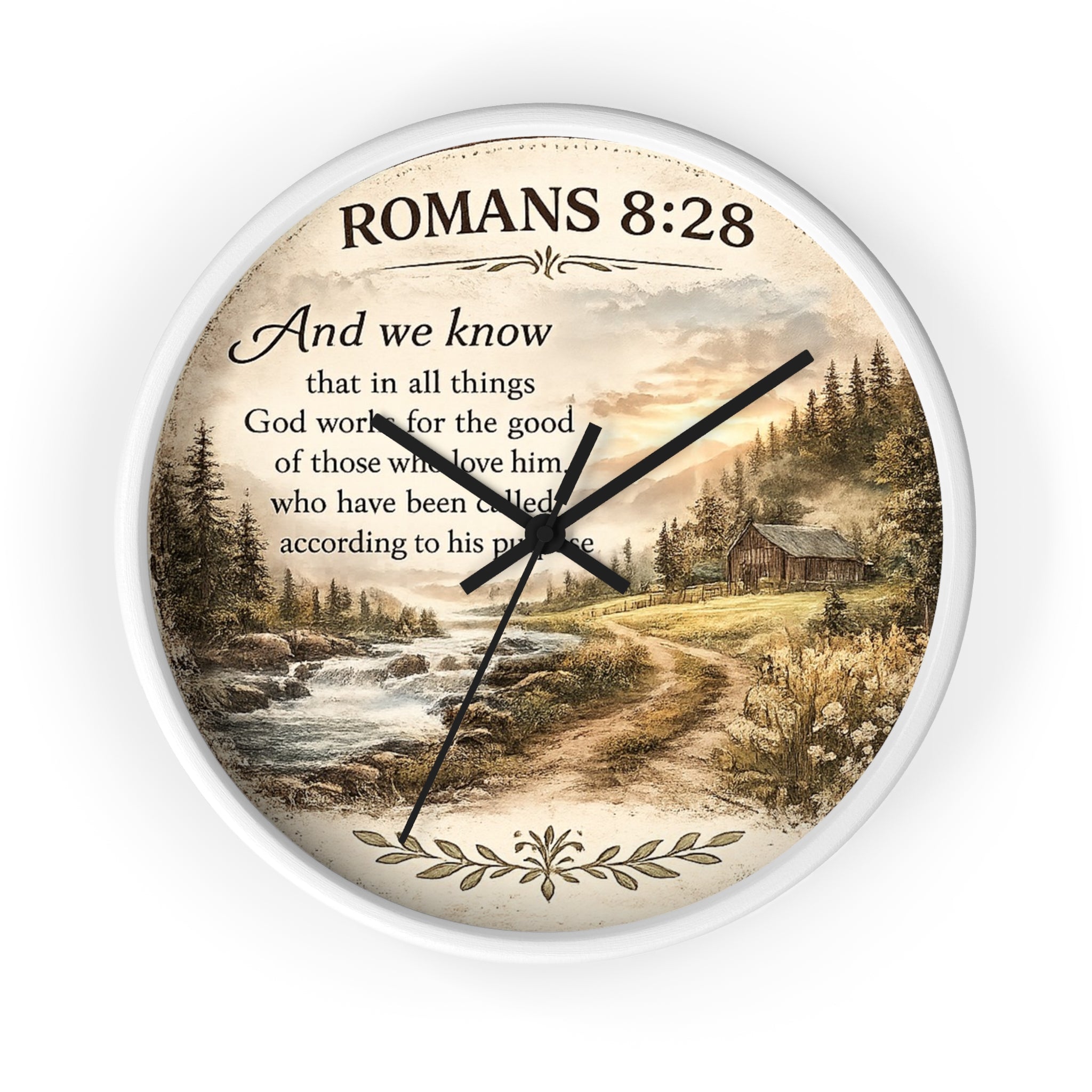 Romans 8:28 Wall Clock | Inspirational Christian Scripture Clock | Rustic Faith Home Decor
