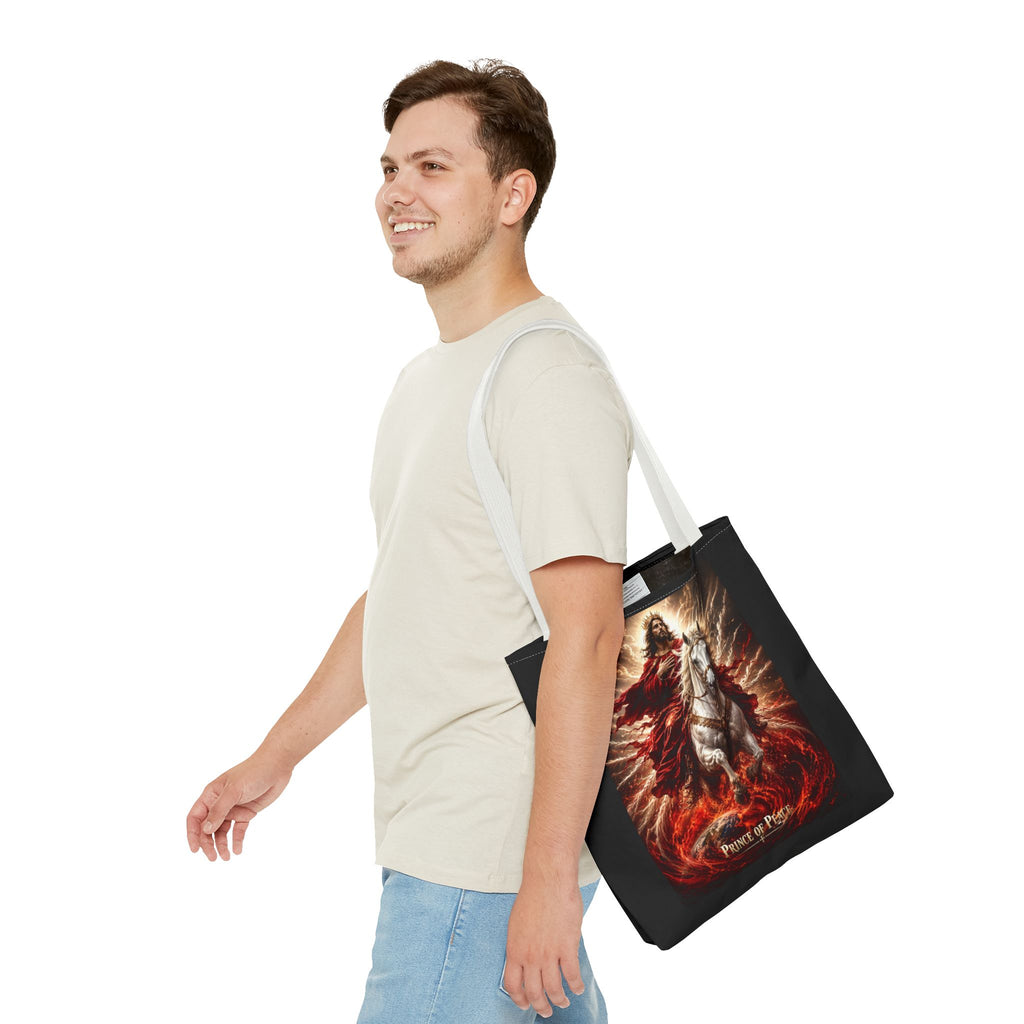 Prince of Peace Tote Bag | Jesus Riding White Horse Christian Tote | Inspirational Faith Carryall