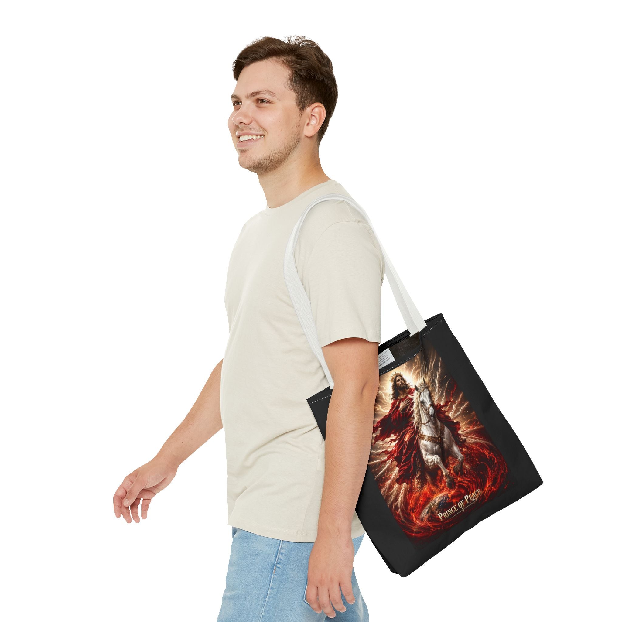 Prince of Peace Tote Bag | Jesus Riding White Horse Christian Tote | Inspirational Faith Carryall