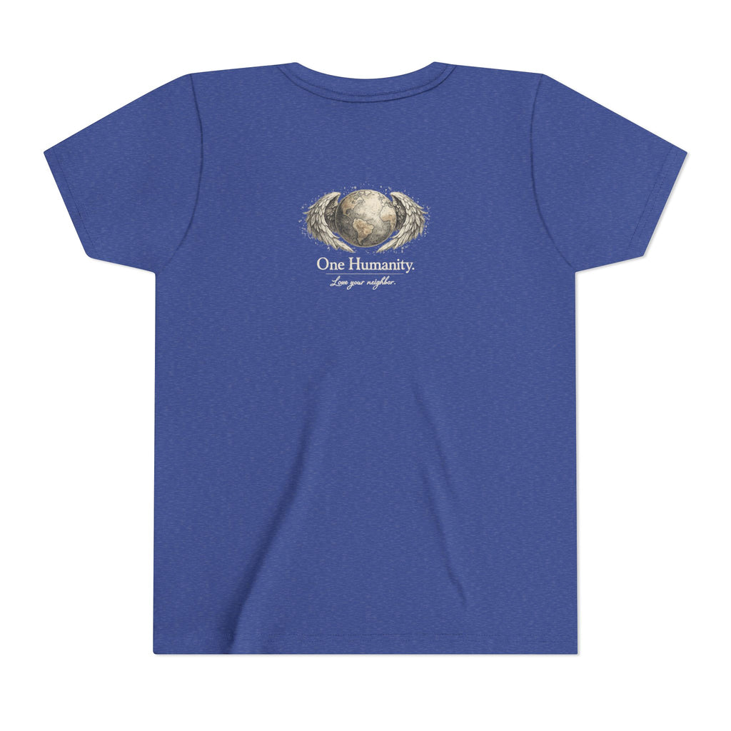 Youth “Quiet Kindness Changes Everything” Tee – Kids Inspirational T-Shirt with Earth & Friends Graphic