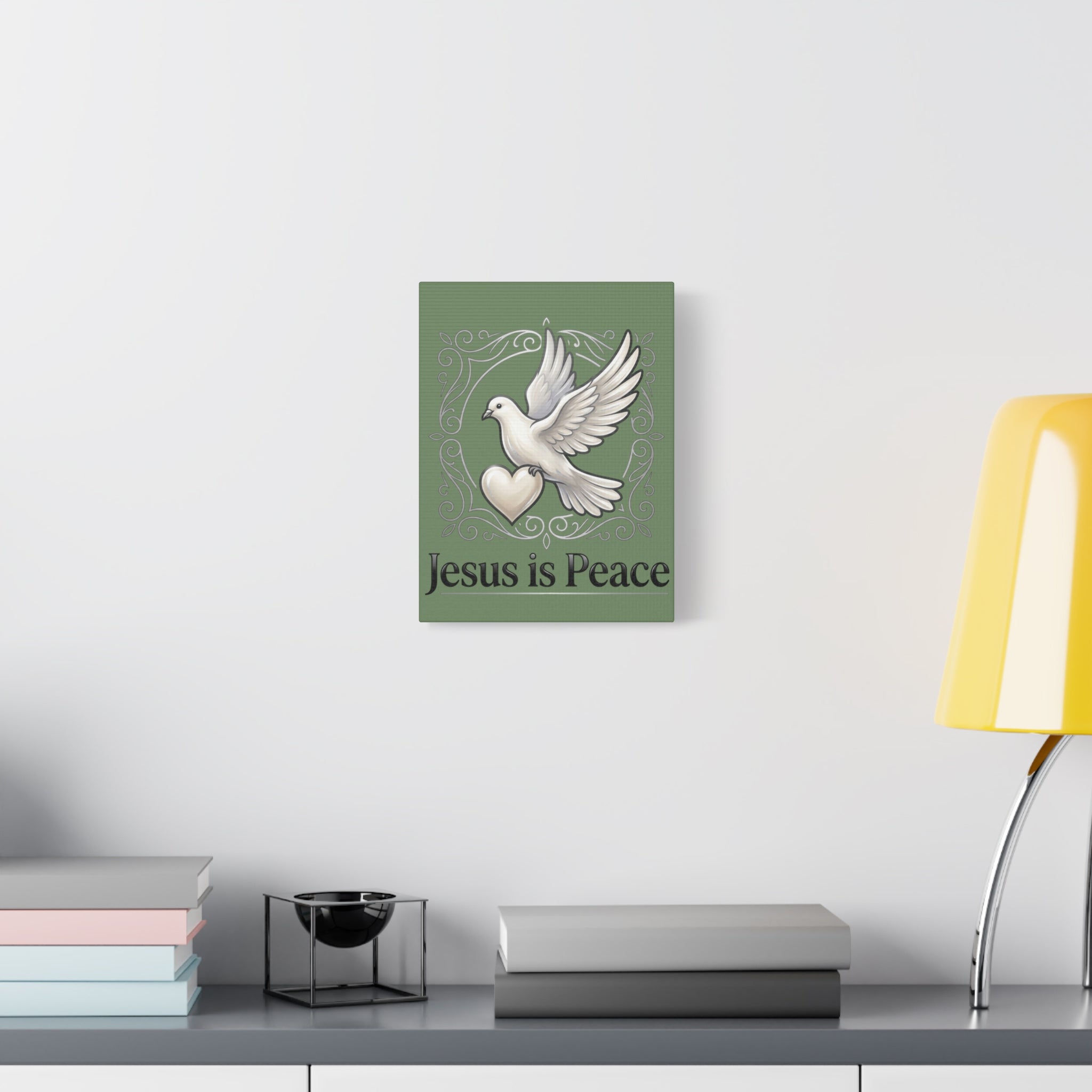 Jesus Is Peace Matte Canvas Wall Art — White Dove Stretched Canvas