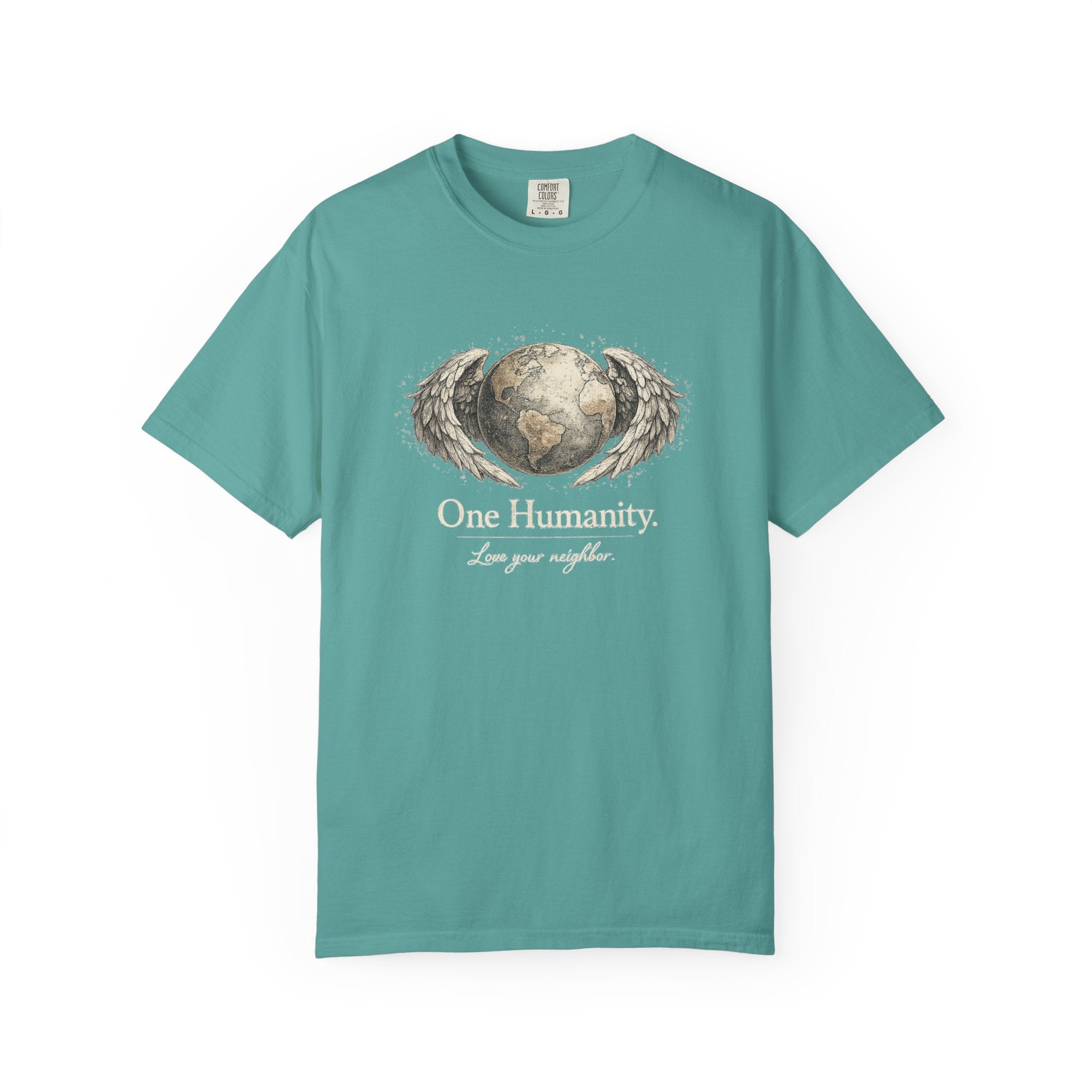 One Humanity T-Shirt – “One Humanity. Love Your Neighbor.” Earth Wings Graphic Tee
