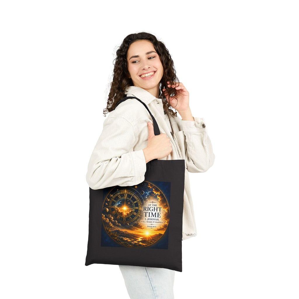 Isaiah 60:22 Tote Bag | At the Right Time Canvas Tote | Inspirational Scripture Carryall