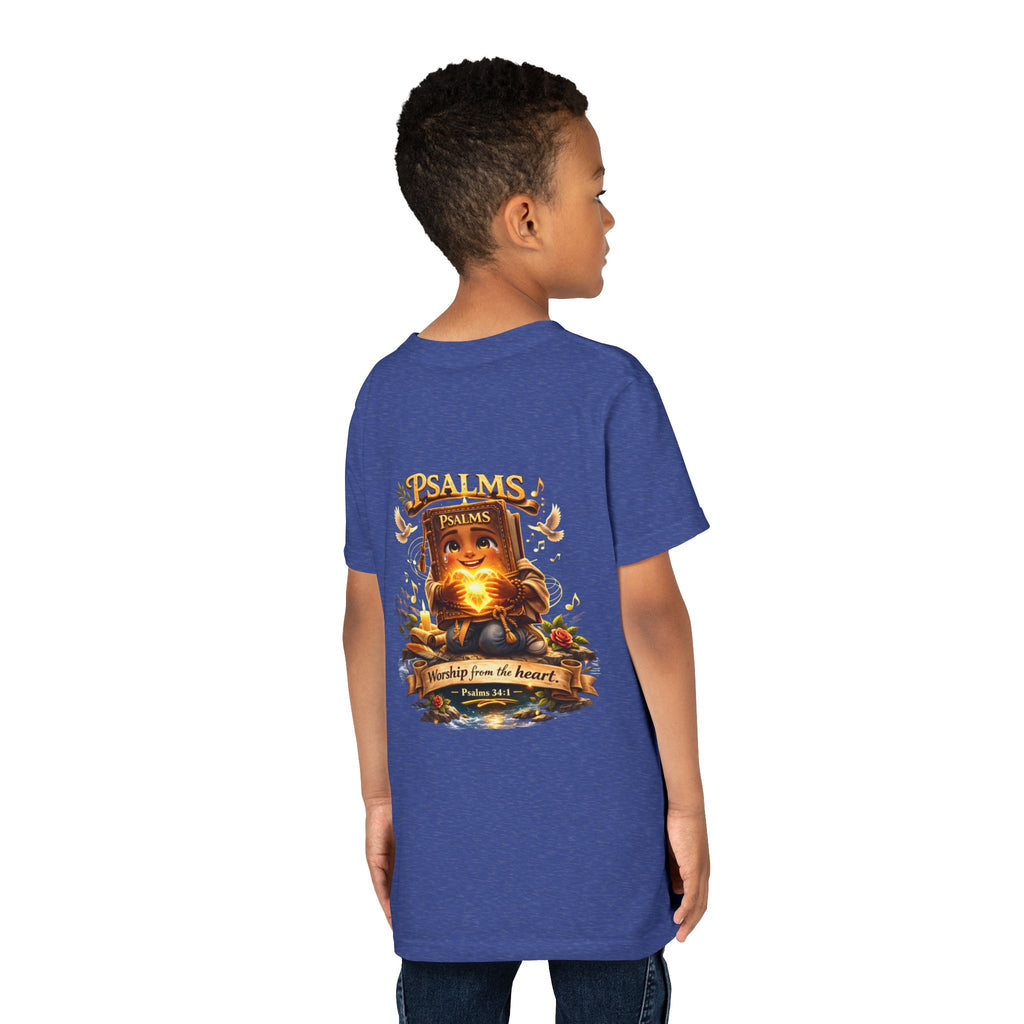 Praise Him Psalms 34:1 Youth T-Shirt | Christian Kids Faith Tee | Inspirational Youth Apparel