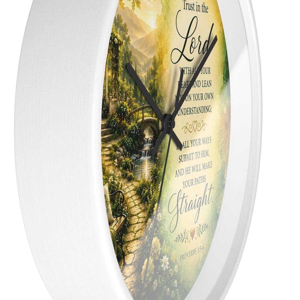 Trust in the Lord Wall Clock | Proverbs 3:5-6 Christian Scripture Clock | Inspirational Faith Decor