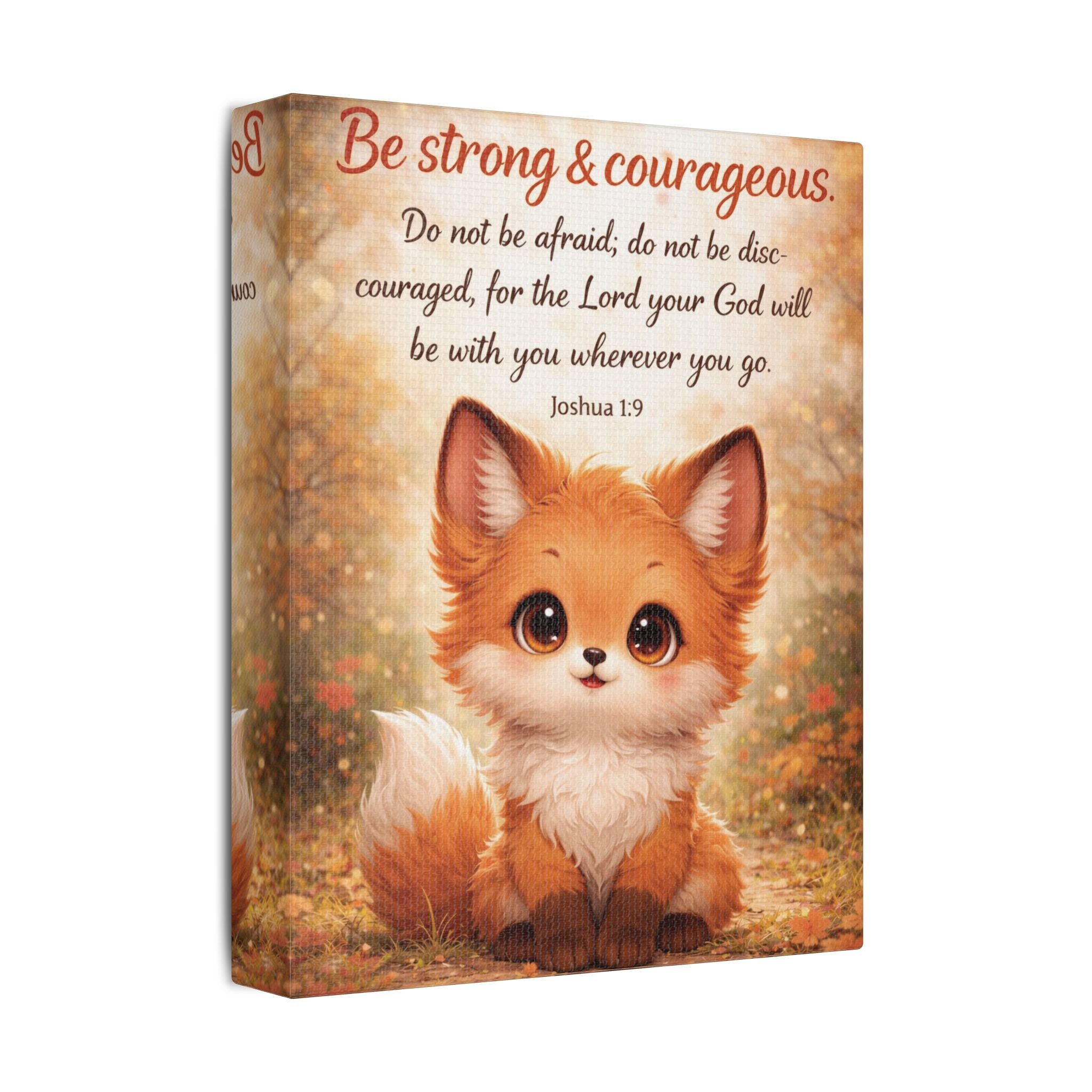 Scripture Woodland Animals – Fox – Joshua 1:9 Canvas Print