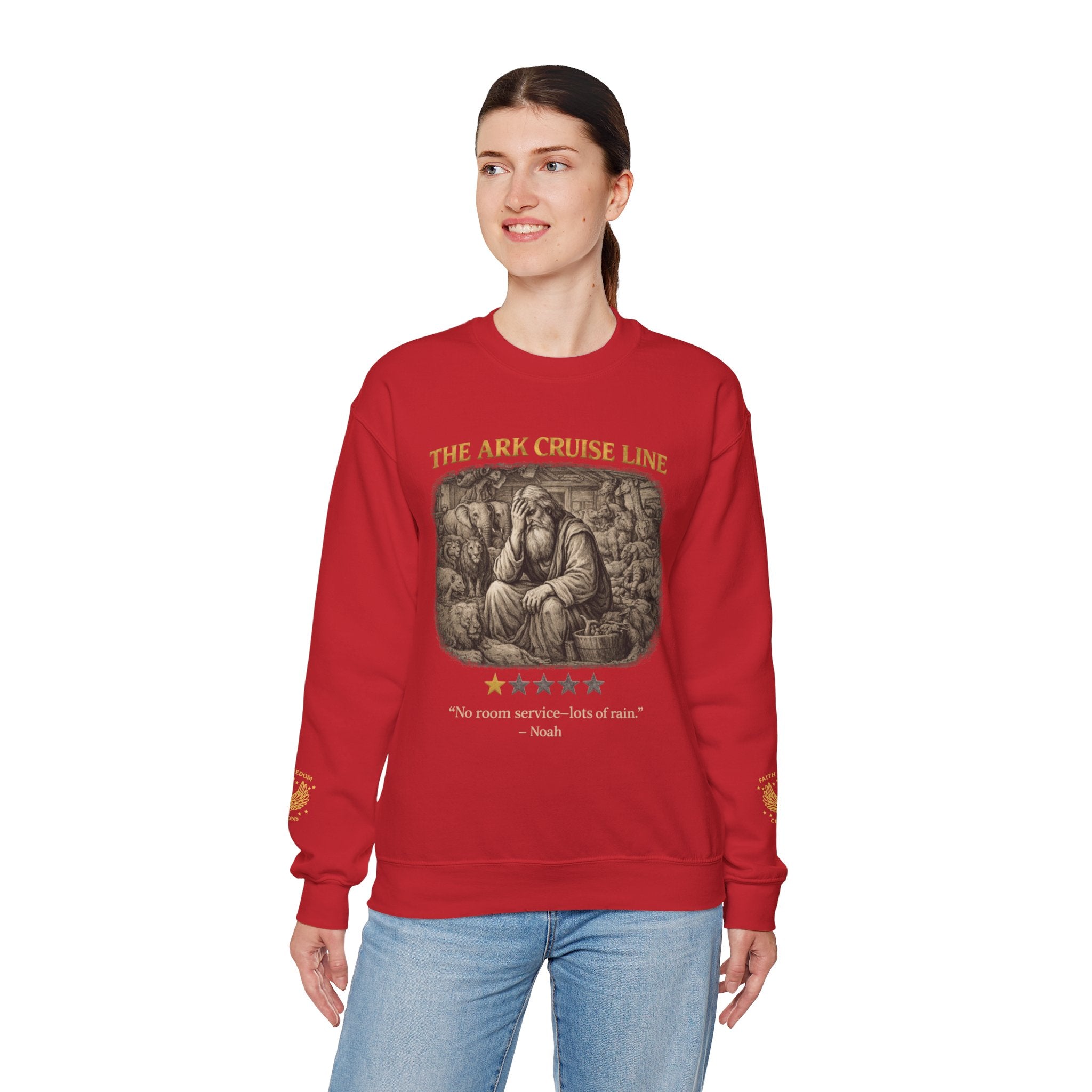 Noah – Crewneck Sweatshirt | “Ark Cruise Liner” Vintage Illustration – Five-Star Faith Series