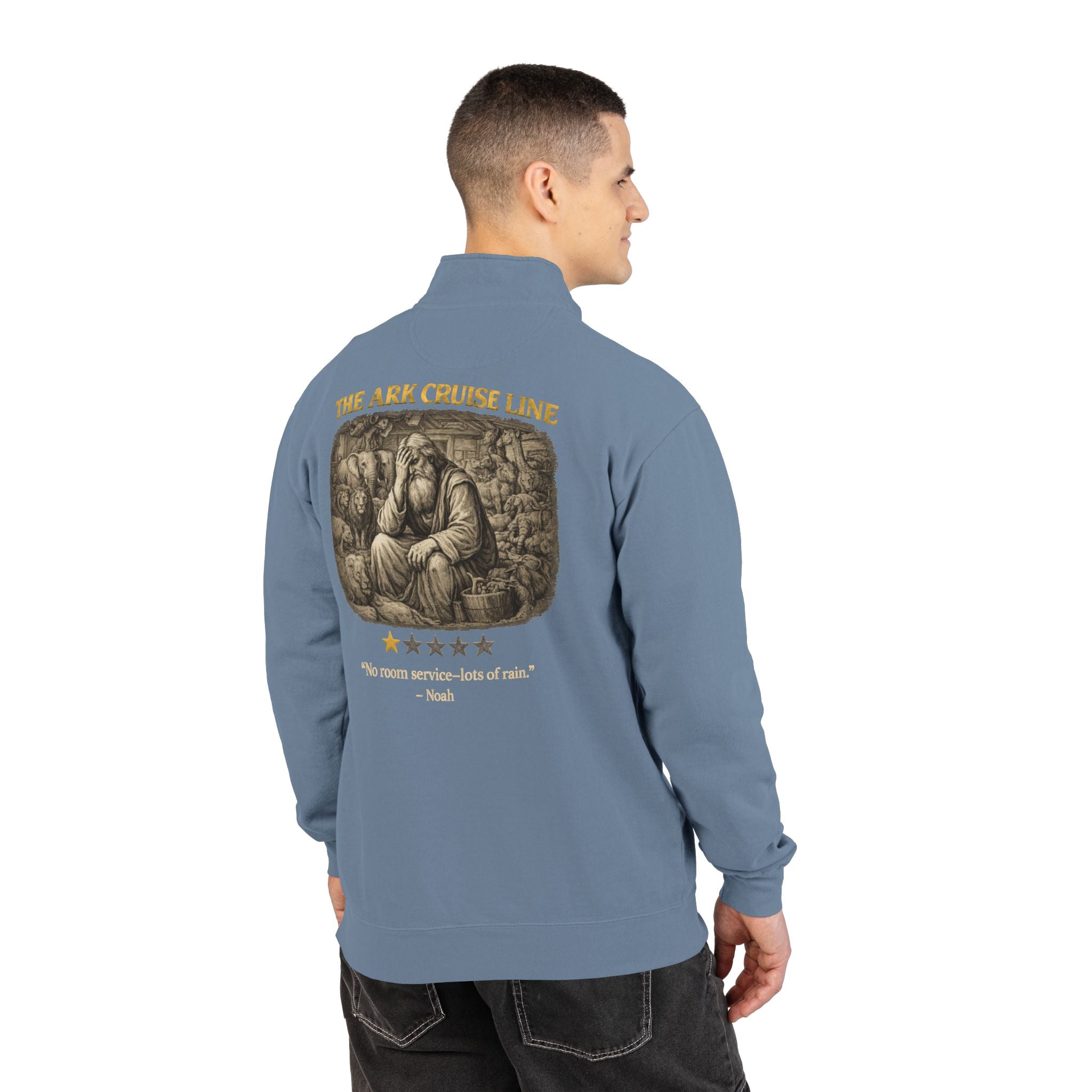 Noah – Quarter-Zip Sweatshirt | “No Room Service — Lots of Rain” Review – Five-Star Faith Series