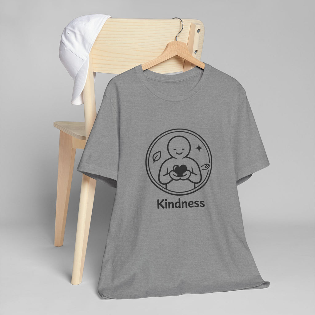 Kindness Minimalist T-Shirt | Inspirational Heart Emblem Tee | Soft Everyday Graphic Shirt