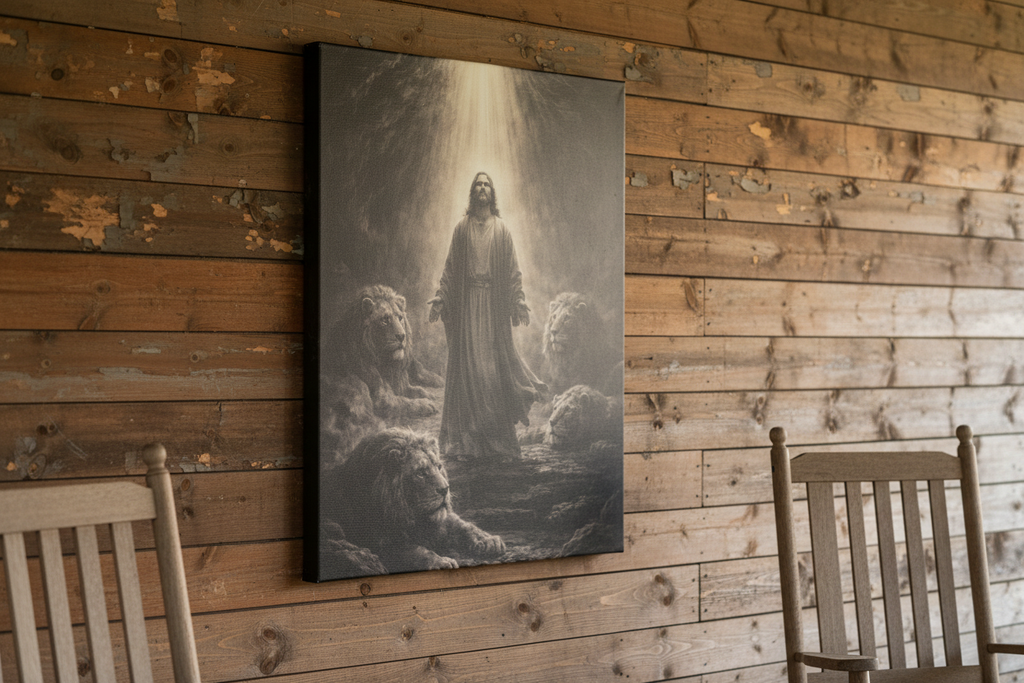 Daniel in the Lions’ Den Canvas — Biblical Wall Art | Christian Scripture Canvas