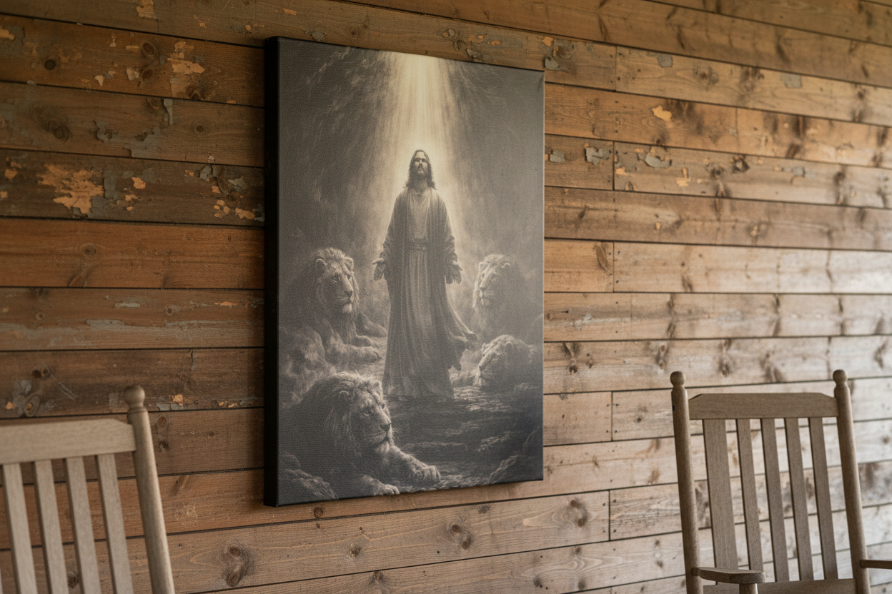 Daniel in the Lions’ Den Canvas — Biblical Wall Art | Christian Scripture Canvas