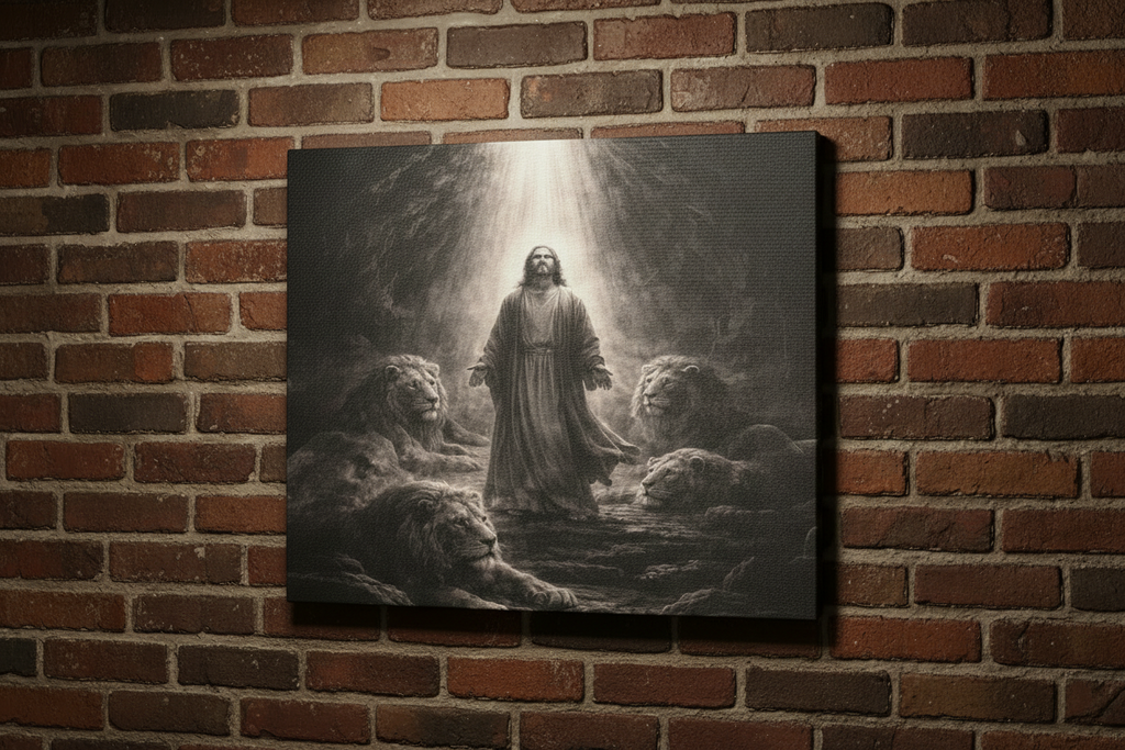 Daniel in the Lions’ Den Canvas — Biblical Wall Art | Christian Scripture Canvas
